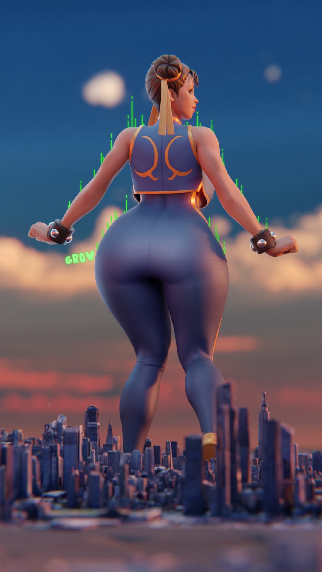 1girls 3d 3d_(artwork) anonymolyart ass big_ass big_butt chun-li female female_only fully_clothed giantess growth huge_ass huge_butt large_ass large_butt solo street_fighter street_fighter_alpha