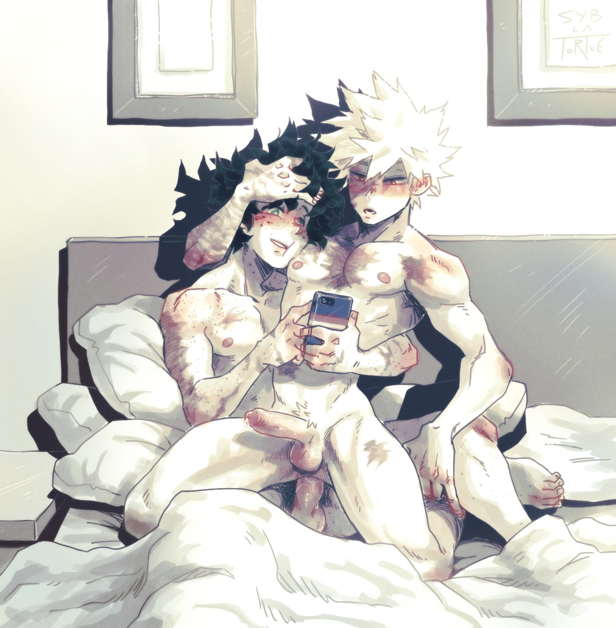 2boys anal anal_sex gay iphone izuku_midoriya katsuki_bakugou male male/male male_only mobile_phone my_hero_academia riding riding_penis smartphone syblatortue tagme yaoi