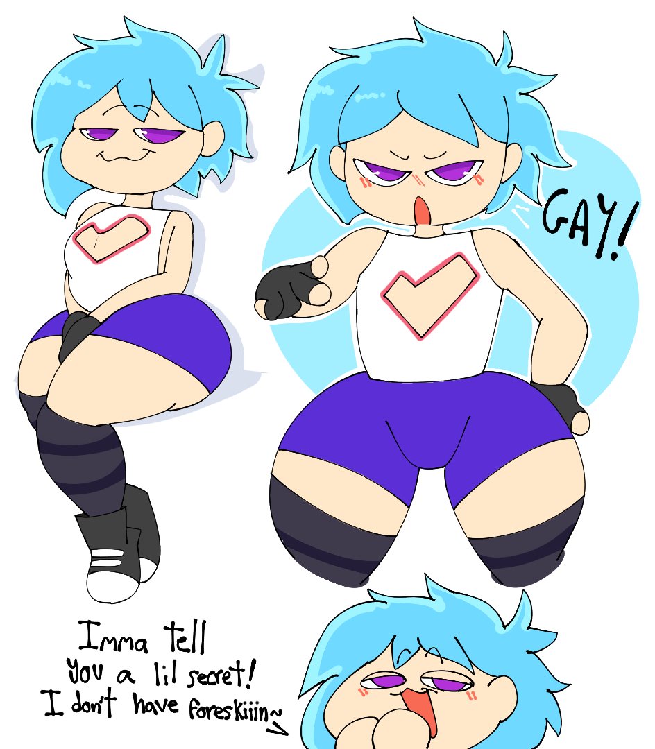 1boy bare_chest big_ass blue_hair blush chikiababy dialogue femboy friday_night_funkin friday_night_funkin_mod genderswap genderswap_(ftm) gloves groin insult insulting_viewer looking_at_viewer male pointing_at_viewer purple_eyes rule_63 shirt shoes short_hair shorts sitting skintight_clothing sky_(friday_night_funkin) skyblue smug smug_face socks solo text thick_thighs thigh_gap white_background wide_hips wide_thighs