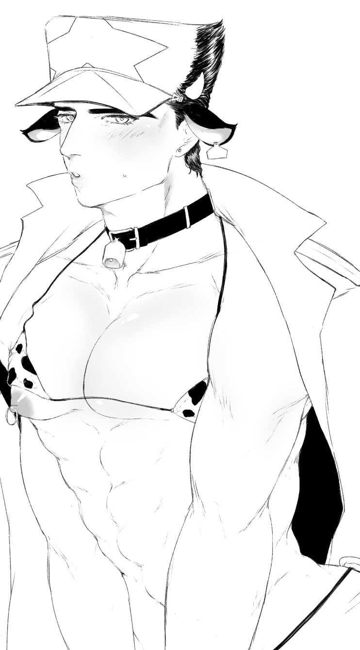 cow_collar cowboy dilf jojo's_bizarre_adventure jotaro_kujo male male_only pectorals stone_ocean