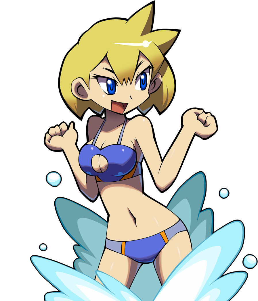 1girls bare_arms bare_legs bare_midriff bare_shoulders belly_button bikini bikini_bottom bikini_top blonde_hair blue_bikini blue_bikini_bottom blue_bikini_top blue_eyes boob_window cleavage cleavage_cutout clothing_cutout female female_only midriff navel shantae shantae_and_the_pirate's_curse short_hair solo vinegar_(shantae) water