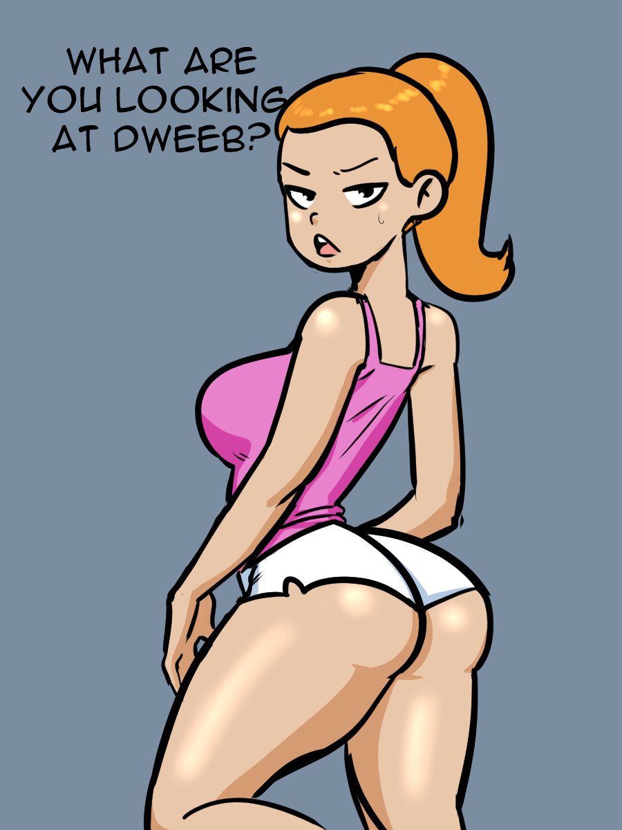 1girls, adult swim, ass, big ass, big breasts, big butt, breasts, darkeros13, dialogue, eyebrows, fat ass, female, female only, light skin, light-skinned female, looking at viewer, looking back, orange hair, ponytail, rick and morty, shorts, solo, solo female, solo focus, summer smith, text, thedarkeros, thick thighs, thighs