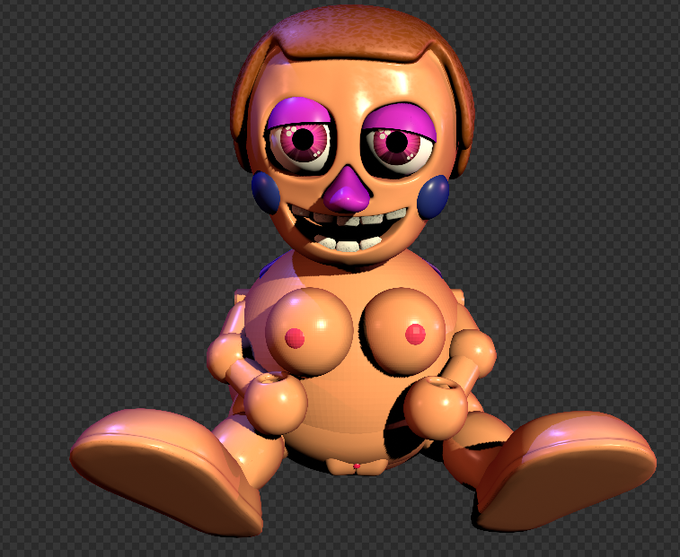 1girls 3d 3d_(artwork) blue_and_purple blush breasts brown_hair female five_nights_at_freddy's five_nights_at_freddy's_2 fnaf horny jayjay jj_(fnaf) looking_at_viewer naked naked_female no_panties nude pink_eyes pussy sitting vagina young