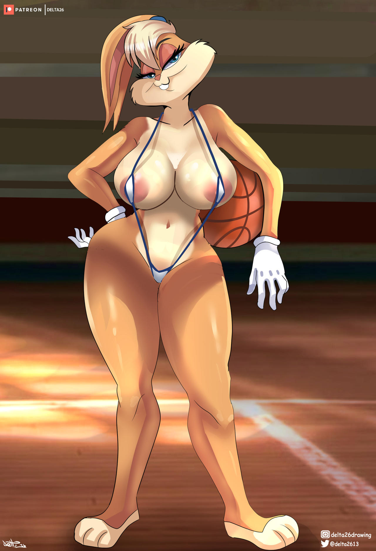 areolae areolae_peeking areolae_slip basketball big_breasts breasts delta26 lola_bunny looney_tunes nipples rabbit rabbit_ears rabbit_humanoid skimpy skimpy_clothes sling_bikini space_jam thick_thighs thighs warner_brothers