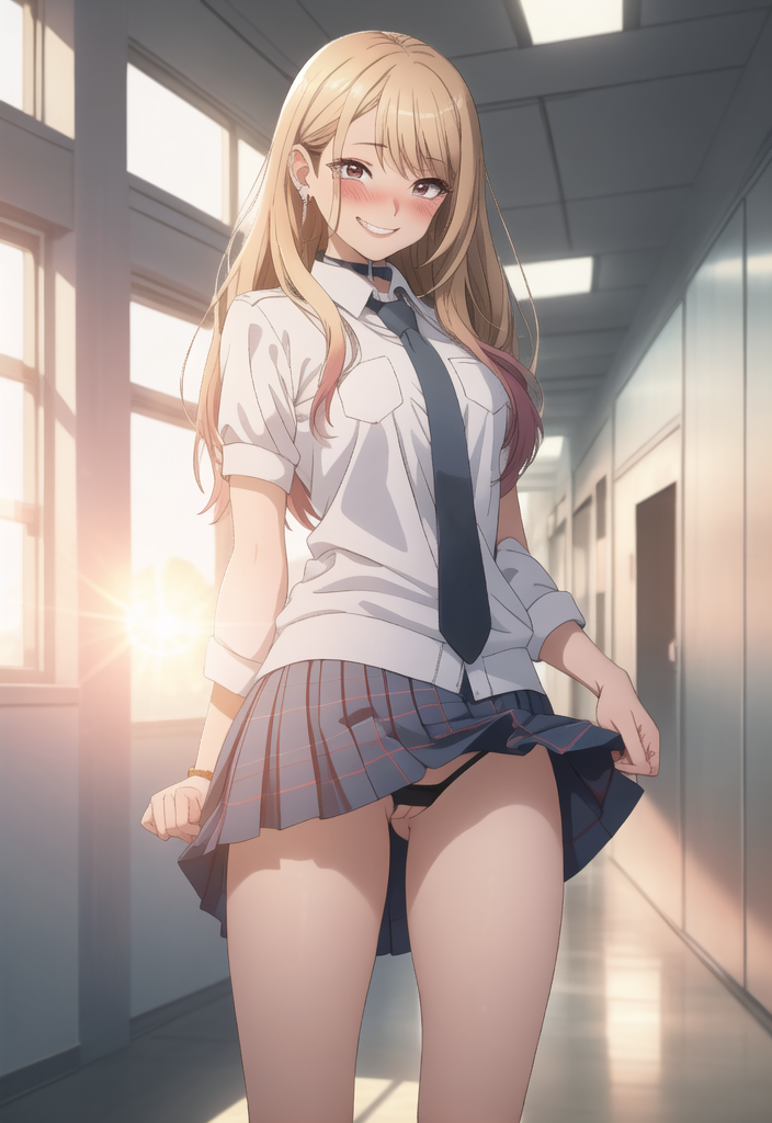 ai_generated dressing_up kitagawa_marin lifting_skirt school_uniform sono_bisque_doll_wa_koi_wo_suru