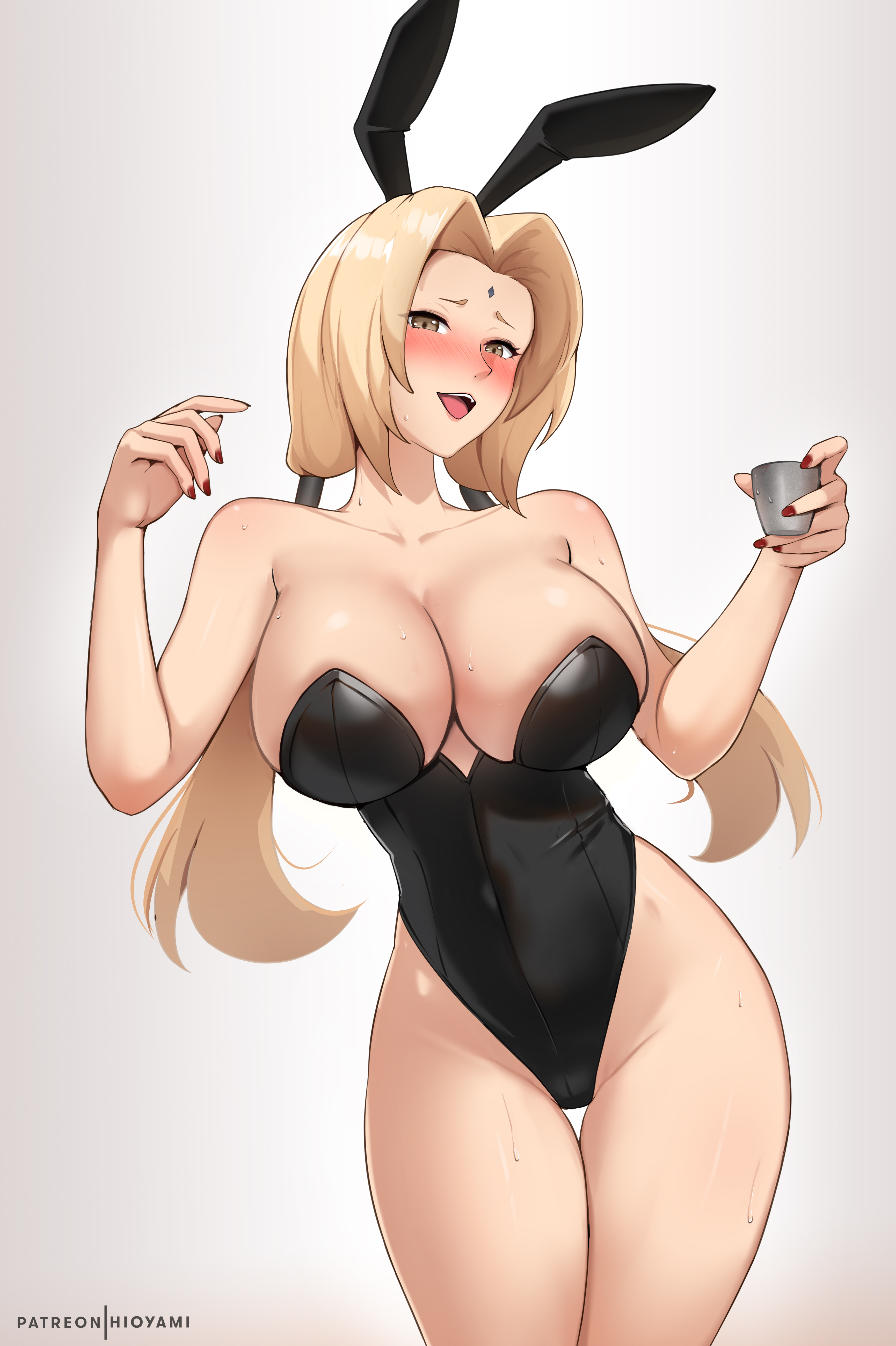 1girls, 2023, absurd res, alternate version available, blonde hair, breasts, bunny ears, bunny girl, curvaceous, curvy body, curvy figure, female, female focus, female only, hioyami, huge breasts, leotard, mature female, naruto, naruto (classic), naruto (series), naruto shippuden, tsunade, voluptuous, voluptuous female