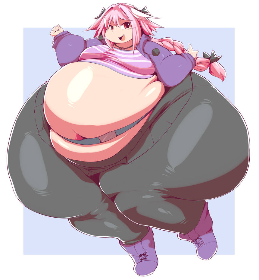 astolfo_(fate) big_ass big_belly big_moobs fate/apocrypha fate/grand_order fate_(series) huge_ass huge_belly hyper_ass inflated morbidly_obese overweight tight_clothing trinity-fate62