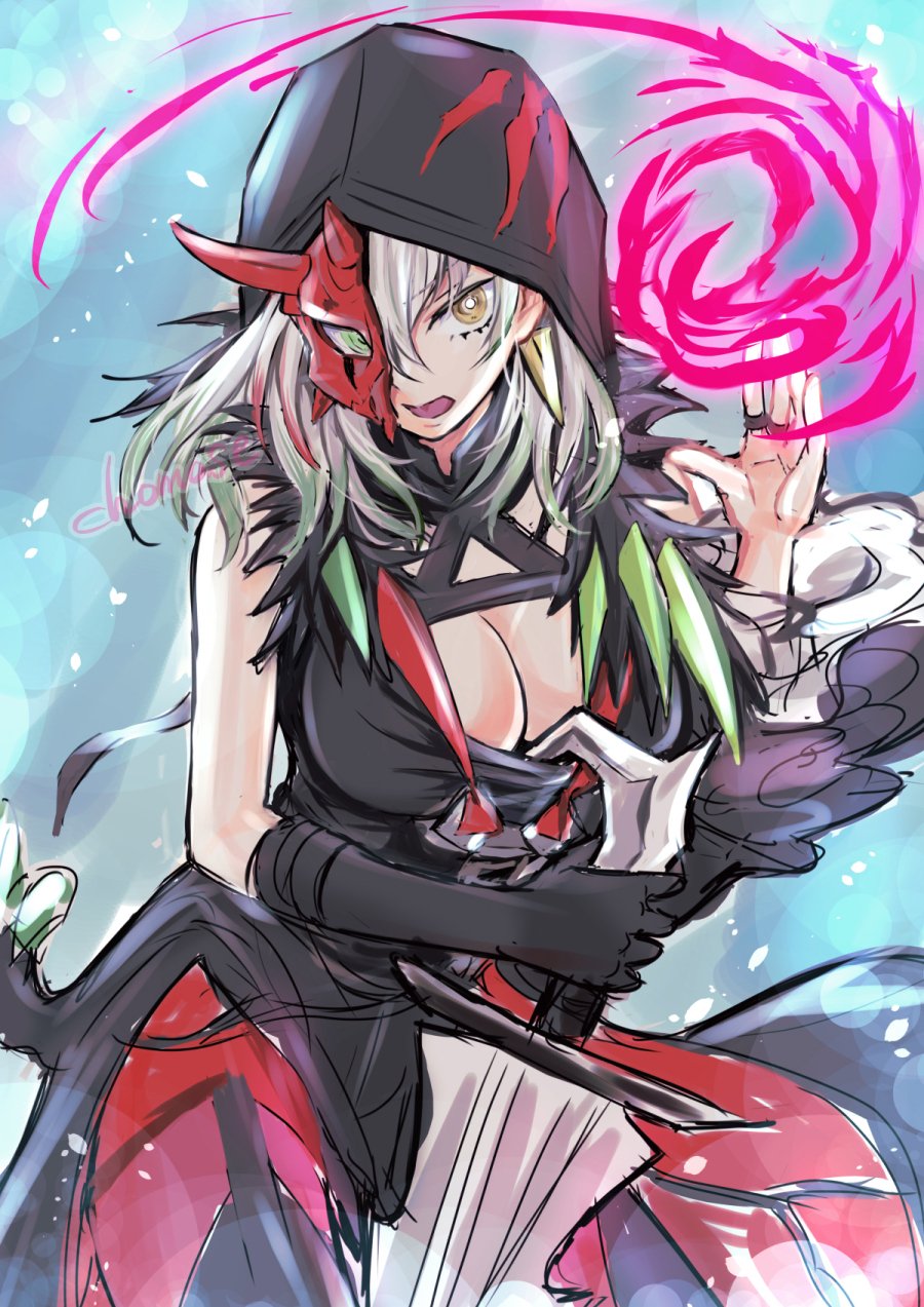 1girls blush diabellestarr_the_dark_witch duel_monster female girls large_breasts weapon witch yu-gi-oh!