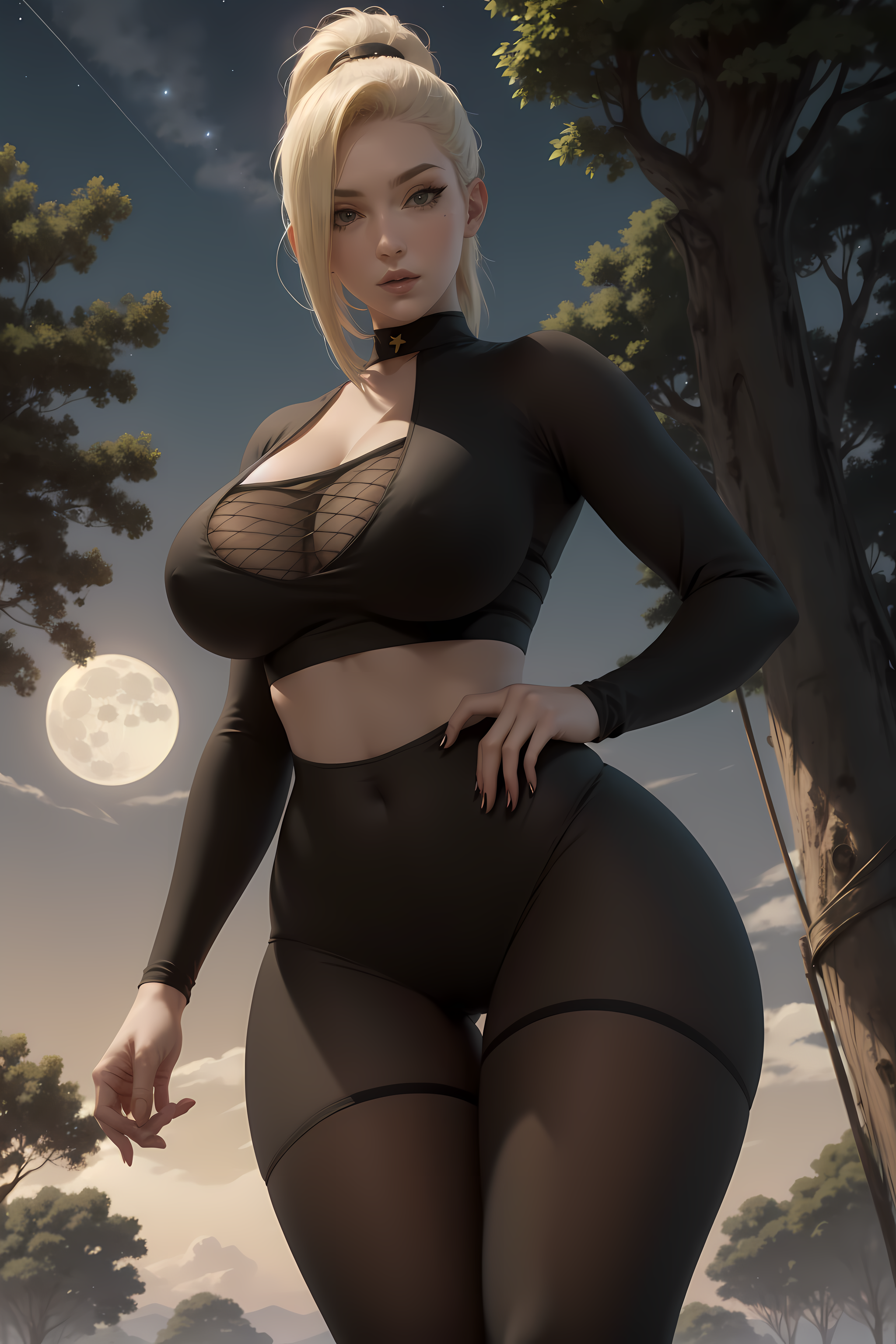 1girls, ai generated, blonde hair, breasts, curvaceous, curvy female, curvy figure, female, female focus, female only, huge breasts, ino yamanaka, long hair, naruto, naruto (classic), naruto (series), naruto shippuden, ponytail, seductive look, stable diffusion, yamanaka ino