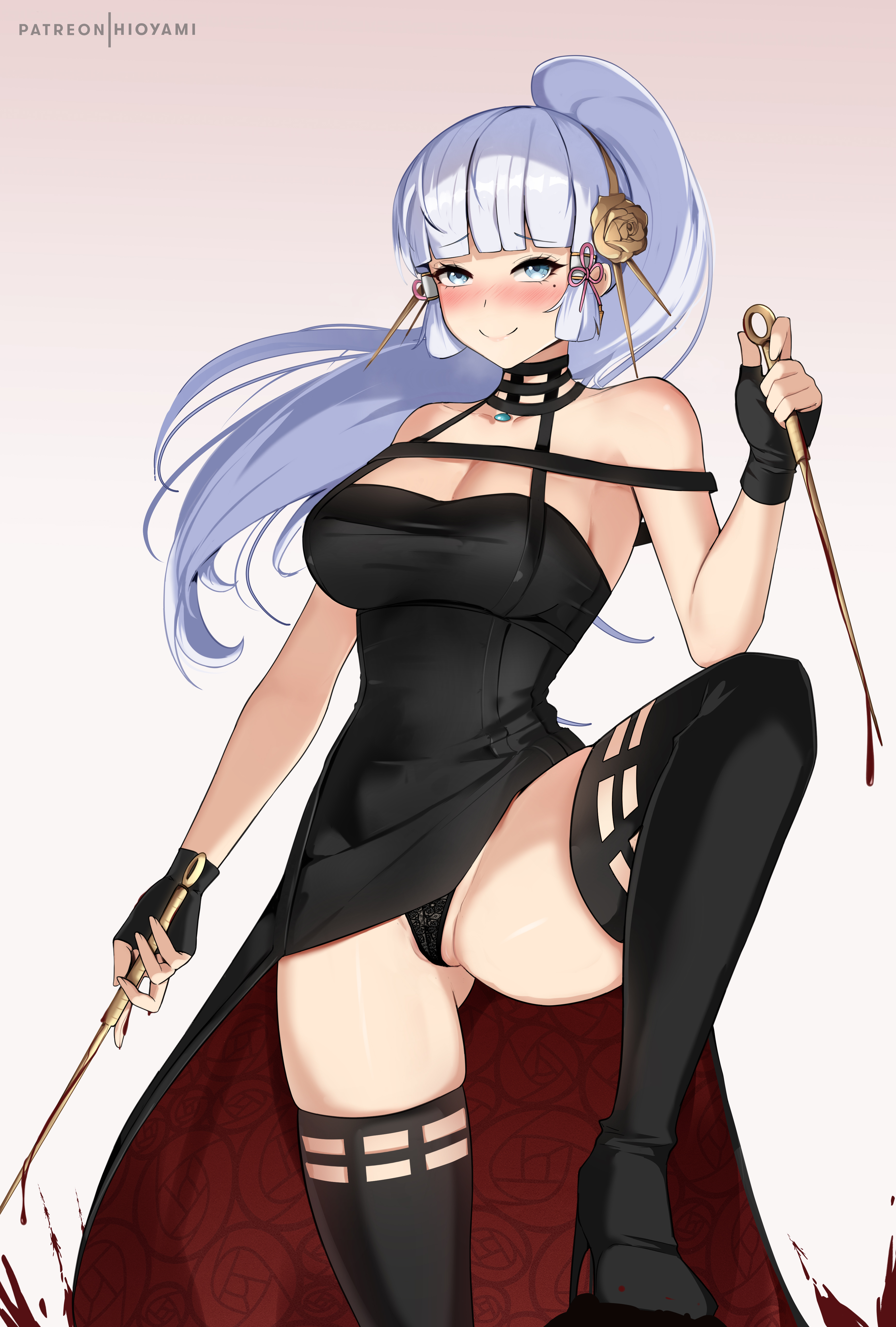 1girls, 2023, absurd res, alternate version available, assassin, big breasts, breasts, crossover, crossover cosplay, curvaceous, curvy body, curvy female, female, female focus, female human, female only, genshin impact, high heels, hioyami, huge breasts, human, kamisato ayaka, large breasts, light skin, light-skinned female, long hair, mature female, ponytail, seductive look, slim waist, spy x family, thigh boots, thighhighs, thorn princess, thorn princess (cosplay), voluptuous, voluptuous female, yor briar, yor briar (cosplay), yor forger