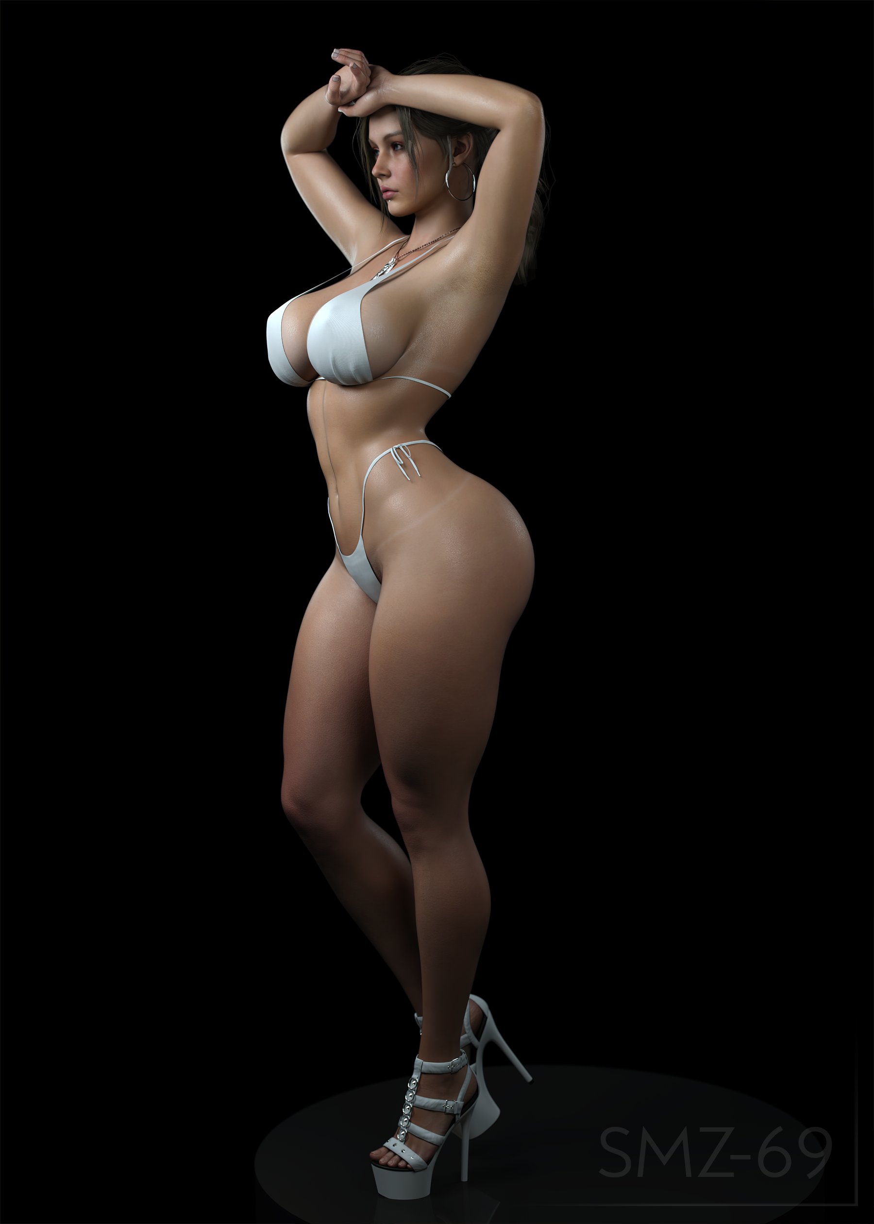 1girls, 3d, ass, big ass, big breasts, bikini, breasts, capcom, claire redfield, claire redfield (jordan mcewen), curvaceous, female, female only, panties, resident evil, resident evil 2, resident evil 2 remake, skimpy bikini, skimpy swimsuit, skimpy swimwear, smz-69, solo, solo female, swimsuit, tagme, thick thighs