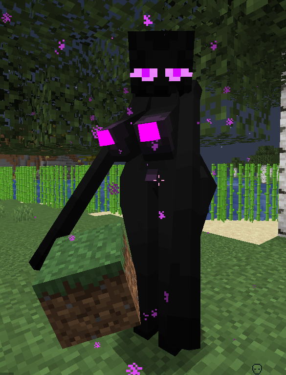 1girls black_body cubic_breasts enderman enderwoman female glowing_eyes glowing_nipples minecraft mod mommy purple_eyes purple_nipples screencap solo tall_female video_games