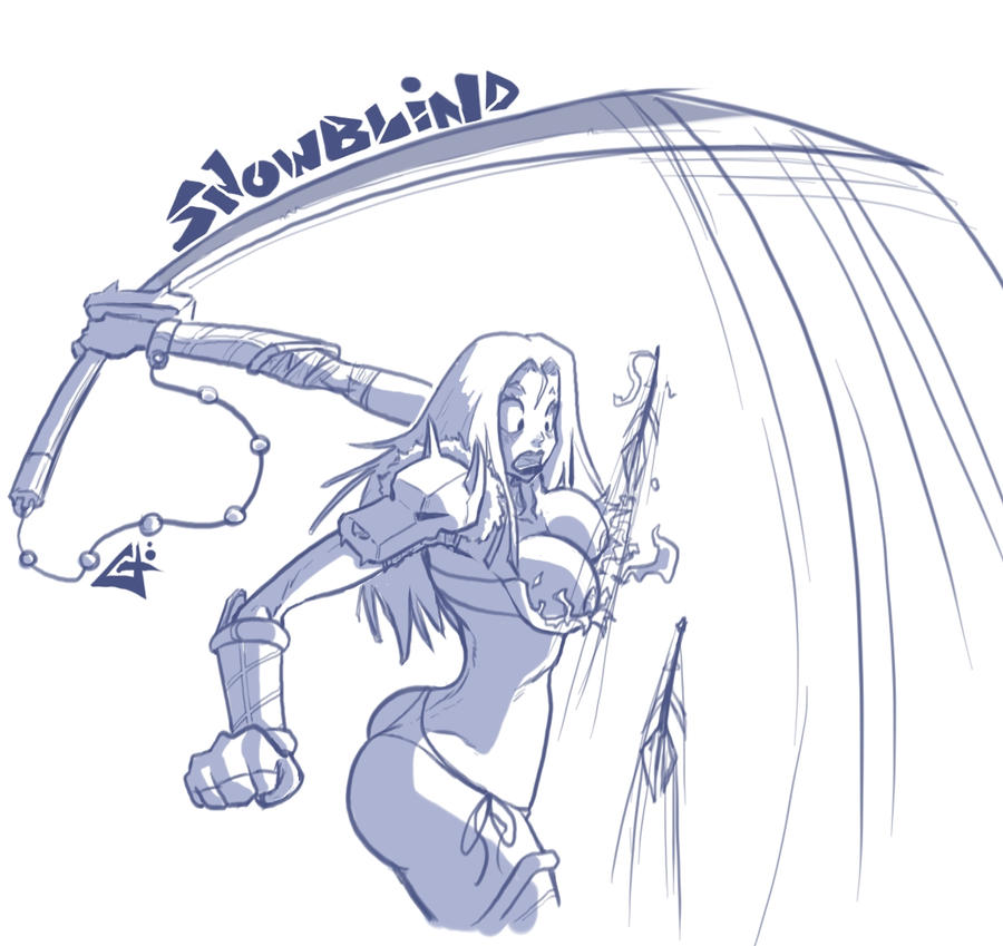 1girls big_breasts blizzard_entertainment g-chris human human_(world_of_warcraft) line_art original_character snowblind solo warcraft wardrobe_malfunction world_of_warcraft