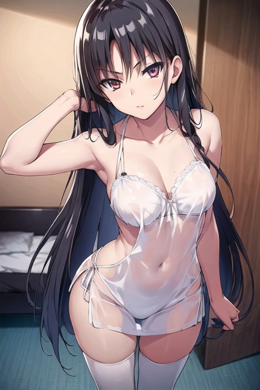 ai generated, black hair, classroom of the elite, female, horikita suzune, red eyes, stable diffusion, youkoso jitsuryoku shijou shugi no kyoushitsu e