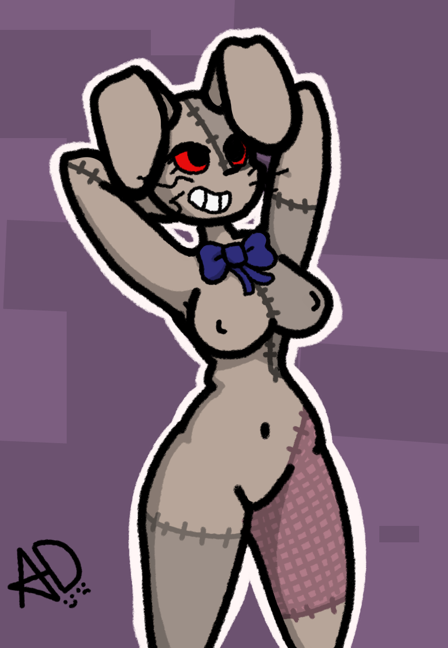 1girls artemisadraw bunny_girl five_nights_at_freddy's five_nights_at_freddy's:_security_breach fnaf hands_behind_head smiling vanny_(fnaf)