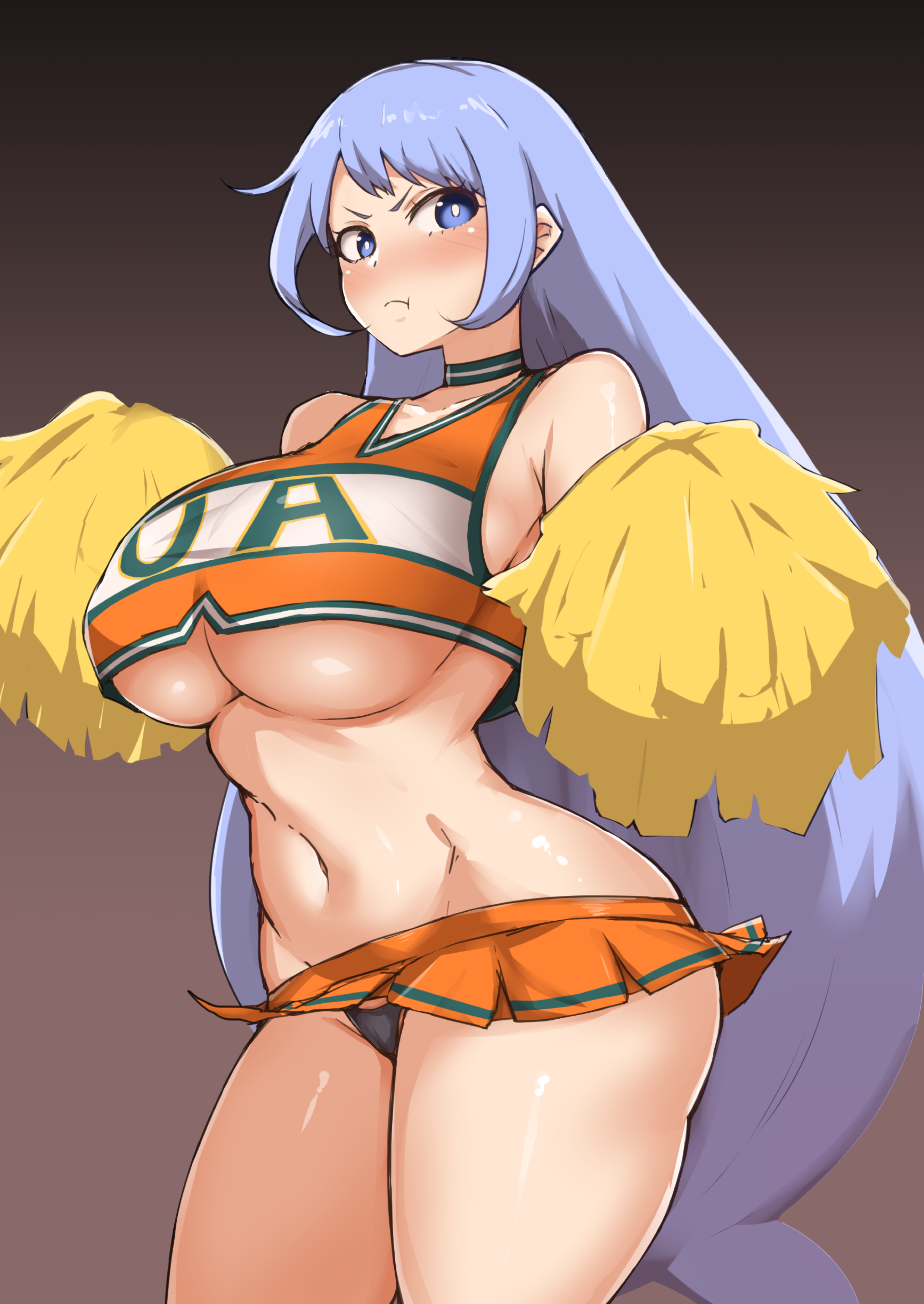 1girls, ass, big ass, big breasts, big butt, big hips, big thighs, blue eyes, blue hair, blue-haired female, breasts, busty, cheerleader, cheerleader uniform, curvaceous, curvy, curvy body, curvy female, curvy figure, female, hadou nejire, huge ass, huge breasts, large ass, large butt, large hips, large thighs, long hair, my hero academia, nejire hado, pom poms, thick thighs, underboob, voluptuous, wide hips, yamaori