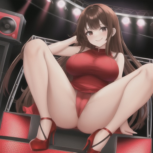 ai generated, big breasts, breasts, female, friday night funkin, girlfriend (friday night funkin), legs apart, legs up, smile, tagme, thick thighs