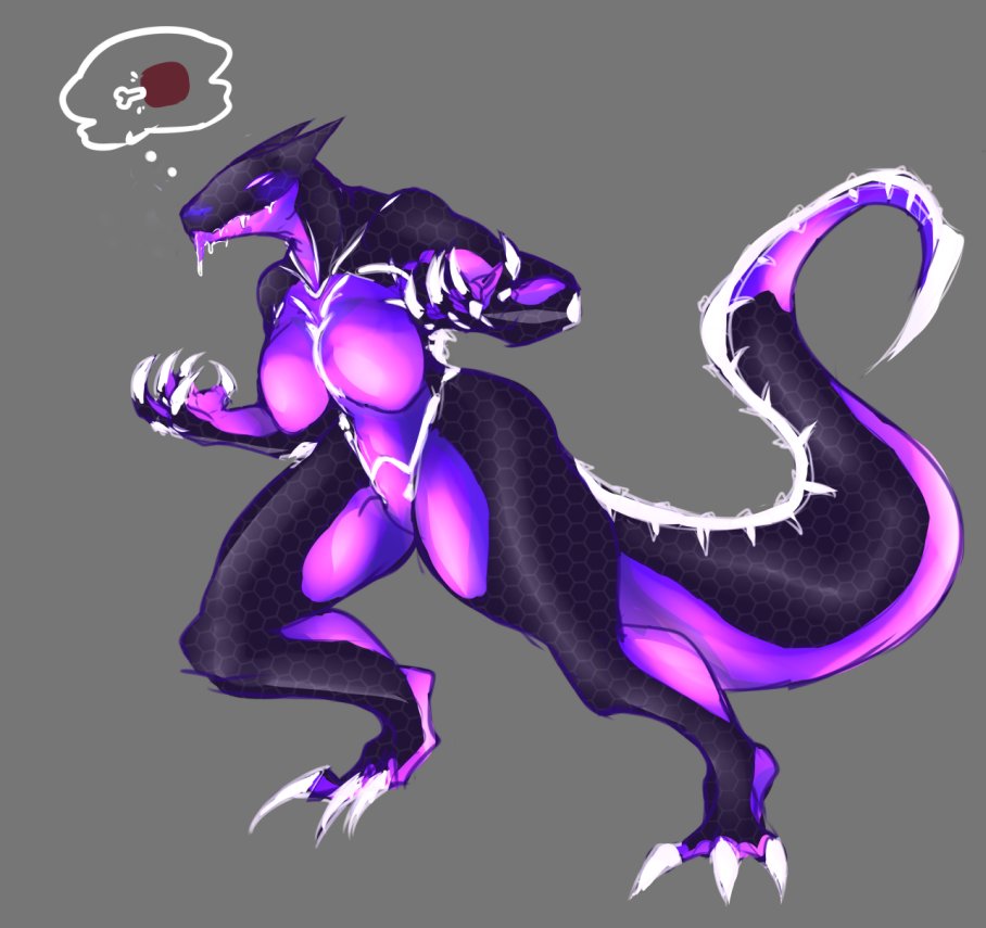 2d anthro breasts female female_focus female_only grey_background large_breasts lizard lizard_girl lizard_humanoid monty_nsfw original original_character purple_body scalie