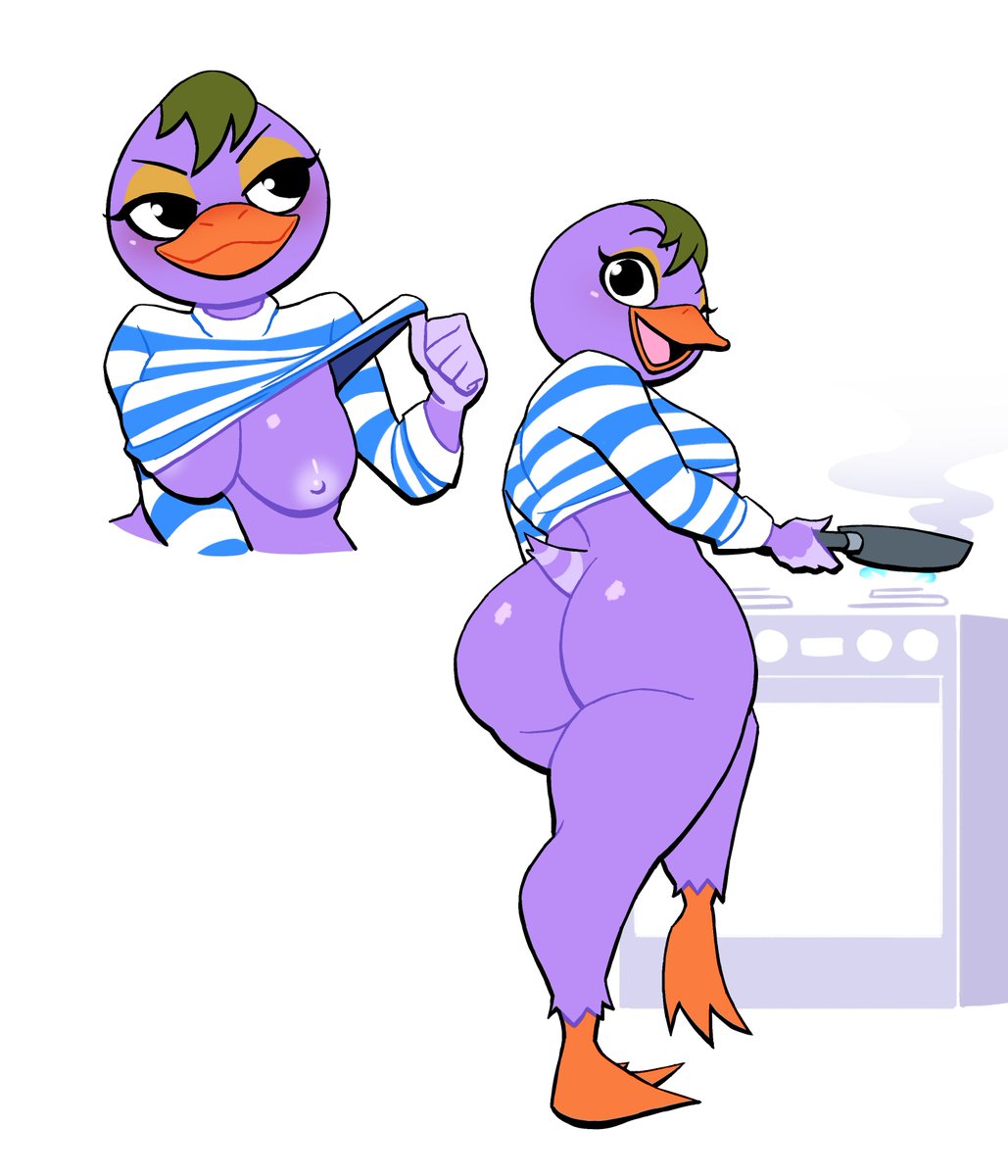 1girls animal_crossing ass avian beak big_ass big_breasts big_butt bottomless breasts bubble_butt butt_crack eyebrows eyeshadow fat_ass female female_focus female_only green_hair large_ass large_breasts looking_at_viewer looking_back lovetopullmicke mallary_(animal_crossing) nintendo nipples purple_body purple_skin solo solo_female solo_focus thick_thighs thighs wide_hips