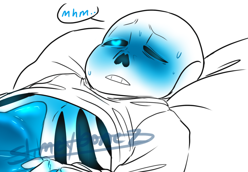 animated_skeleton artist_name artist_signature blue_blush blue_body blue_eye blue_eyes blue_sans_penis blue_sans_tongue blush ectobody heart-shaped_pupils heart_eyes lying_down meta_request monster one_eye_closed sans sans_(undertale) sans_glowing_eye shirt_up skeleton slimeybonez solo sweat text undertale undertale_(series) upper_body white_background