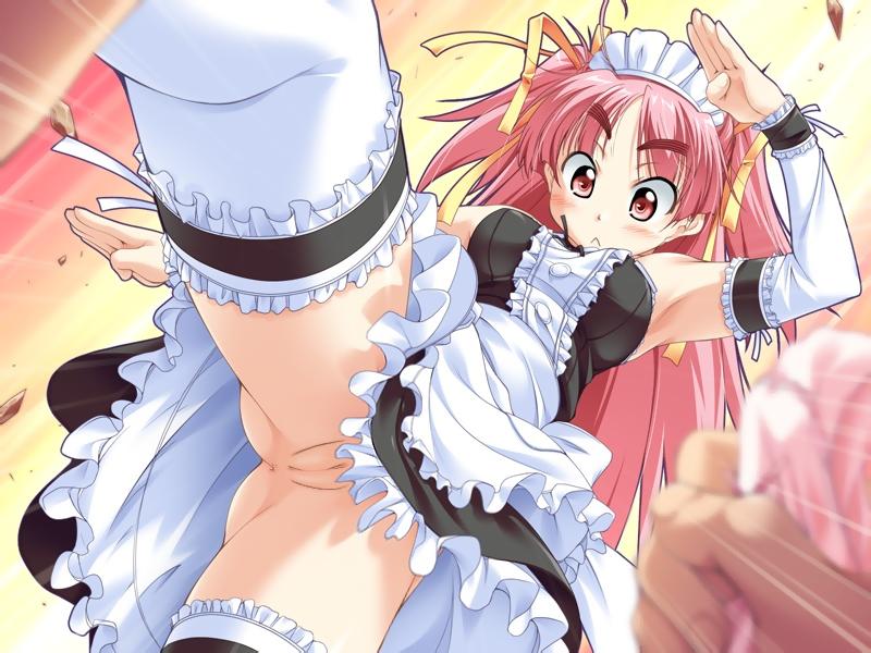 kurumizawa_suzuki maid nopan pink_hair pussy tagme te_to_te_try_on uncensored upskirt vagina