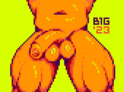 b1g balls big_balls big_latissimus_dorsi big_penis bright_colors digital_media_(artwork) foreskin genitals glistening glistening_balls glistening_body glistening_genitalia glistening_penis half-erect humanoid latissimus_dorsi low_res male male_only muscular muscular_male muscular_thighs navel penis pixel_(artwork) pixel_art restricted_palette simple_background slightly_chubby solo stocky thick_penis thick_thighs