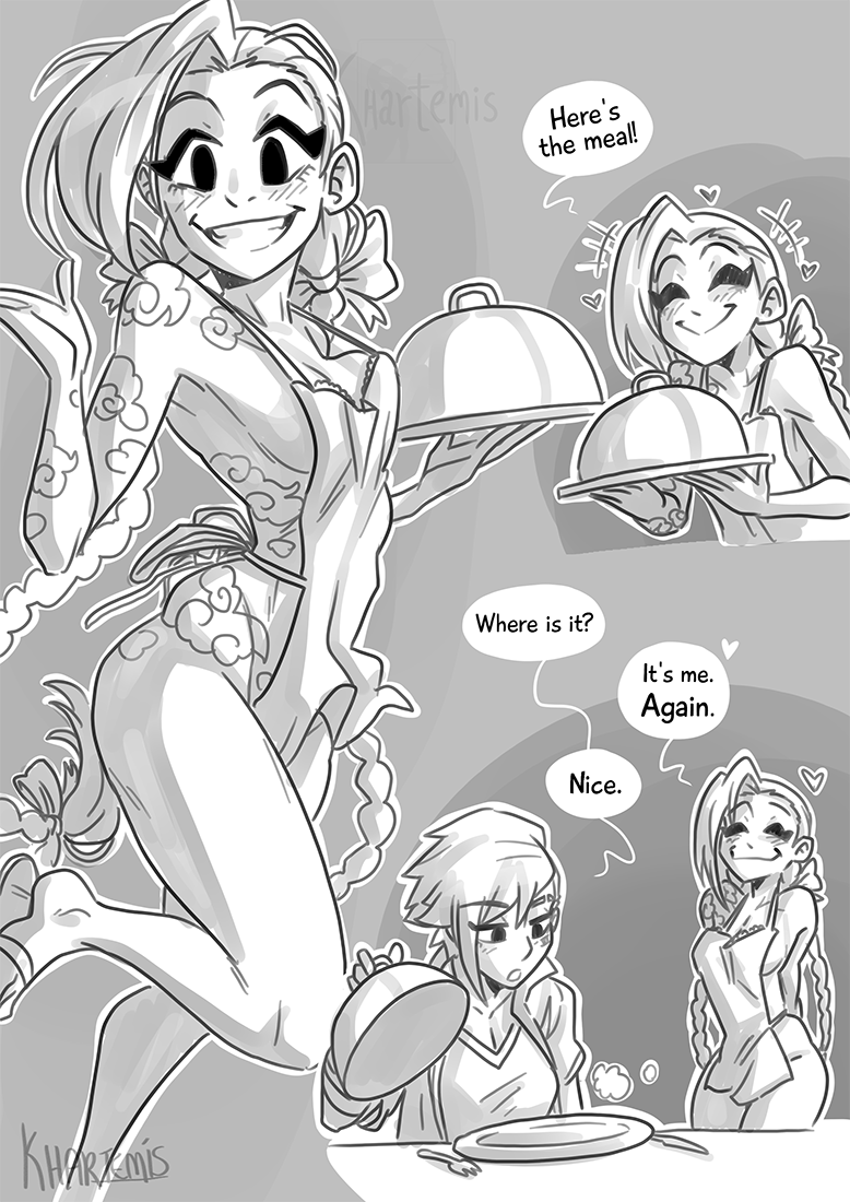 2girls arcane arcane_jinx arcane_vi bandaged_hand breasts comic english_text incest jinx_(league_of_legends) khartemis league_of_legends long_hair monochrome riot_games sisters small_breasts tattoo vi yuri