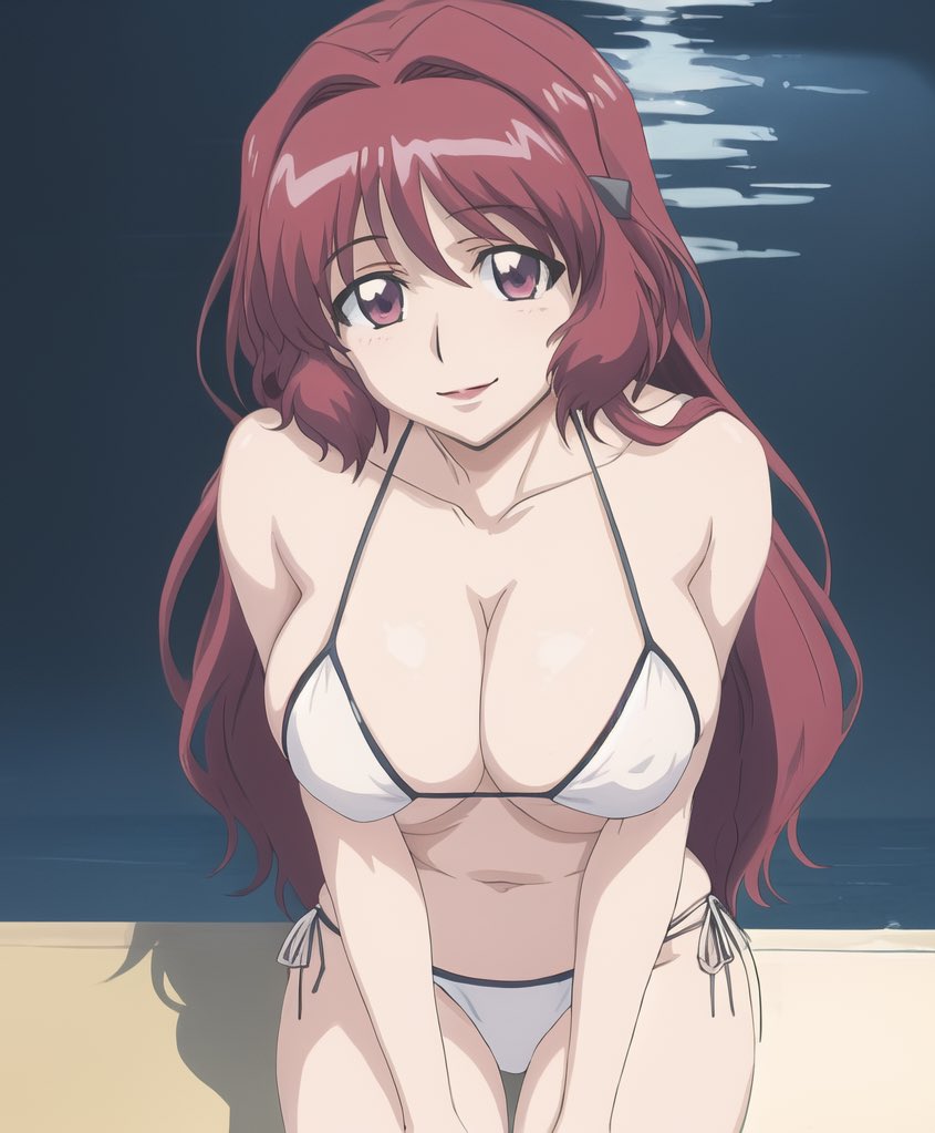 1girls aniyome_wa_ijippari bare_arms bare_legs bare_midriff bare_shoulders bare_thighs belly_button big_breasts bikini bikini_bottom bikini_top breasts busty cleavage cleft_of_venus collarbone curvaceous curves curvy curvy_body curvy_female curvy_figure curvy_hips erect_nipples erect_nipples_under_bikini erect_nipples_under_swimsuit erect_nipples_under_topwear facing_viewer female female_focus female_only front_view hips hourglass_figure large_breasts light-skinned_female light_skin lokokabooster69 long_hair looking_at_viewer lover-in-law midriff milf on_knees partially_clothed pool poolside red_hair shiny_hair shiny_skin skimpy skimpy_bikini skimpy_clothes smile smiling smiling_at_viewer sole_female solo solo_female solo_focus takama_kozue thick_thighs thighs very_long_hair voluptuous voluptuous_female wide_hips