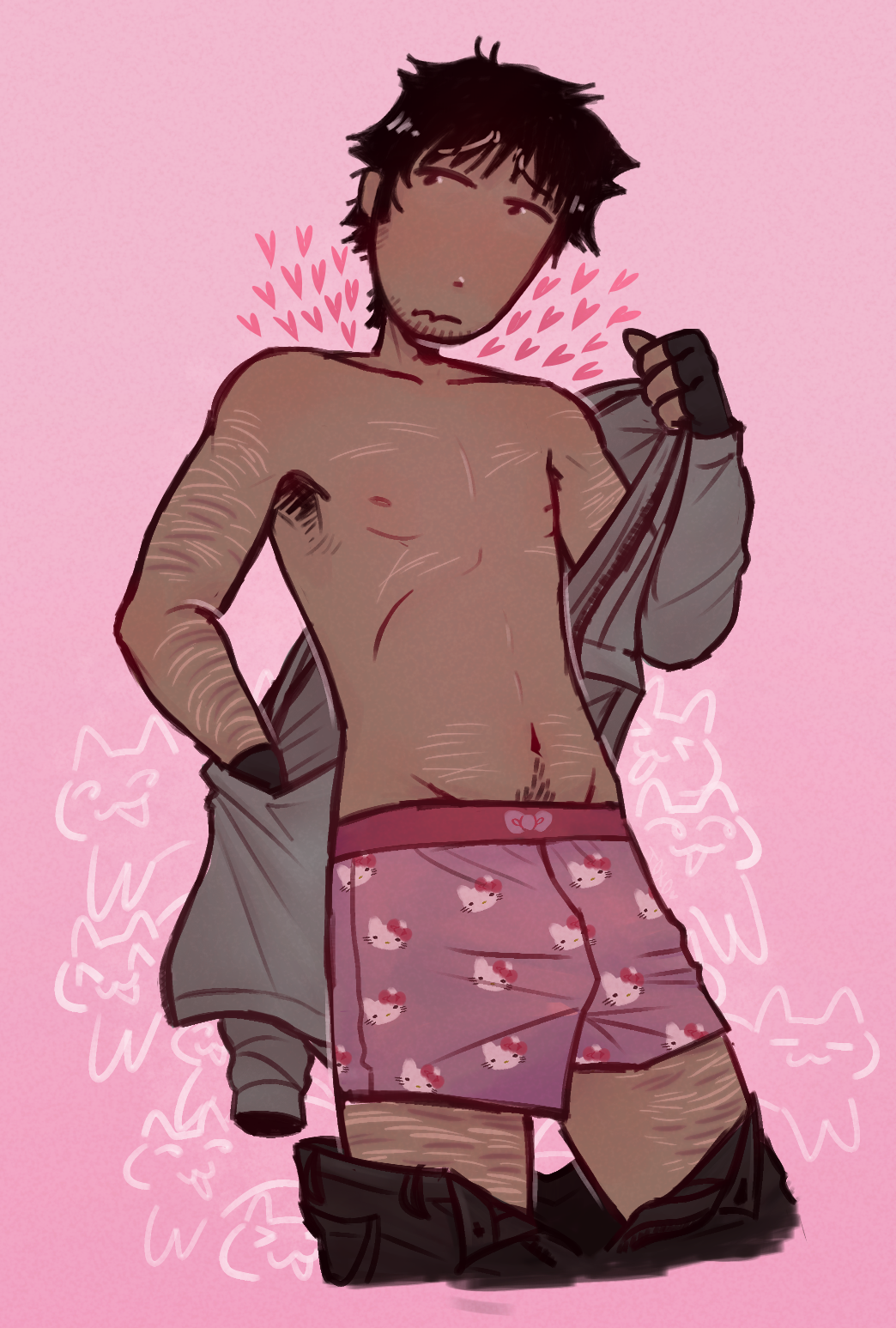 cry of fear, hello kitty, hello kitty (character), hello kitty (series), kitty white, male, male only, sanrio, self harm, self harm scars, simon henriksson, solo, solo male, uncensored, undressing