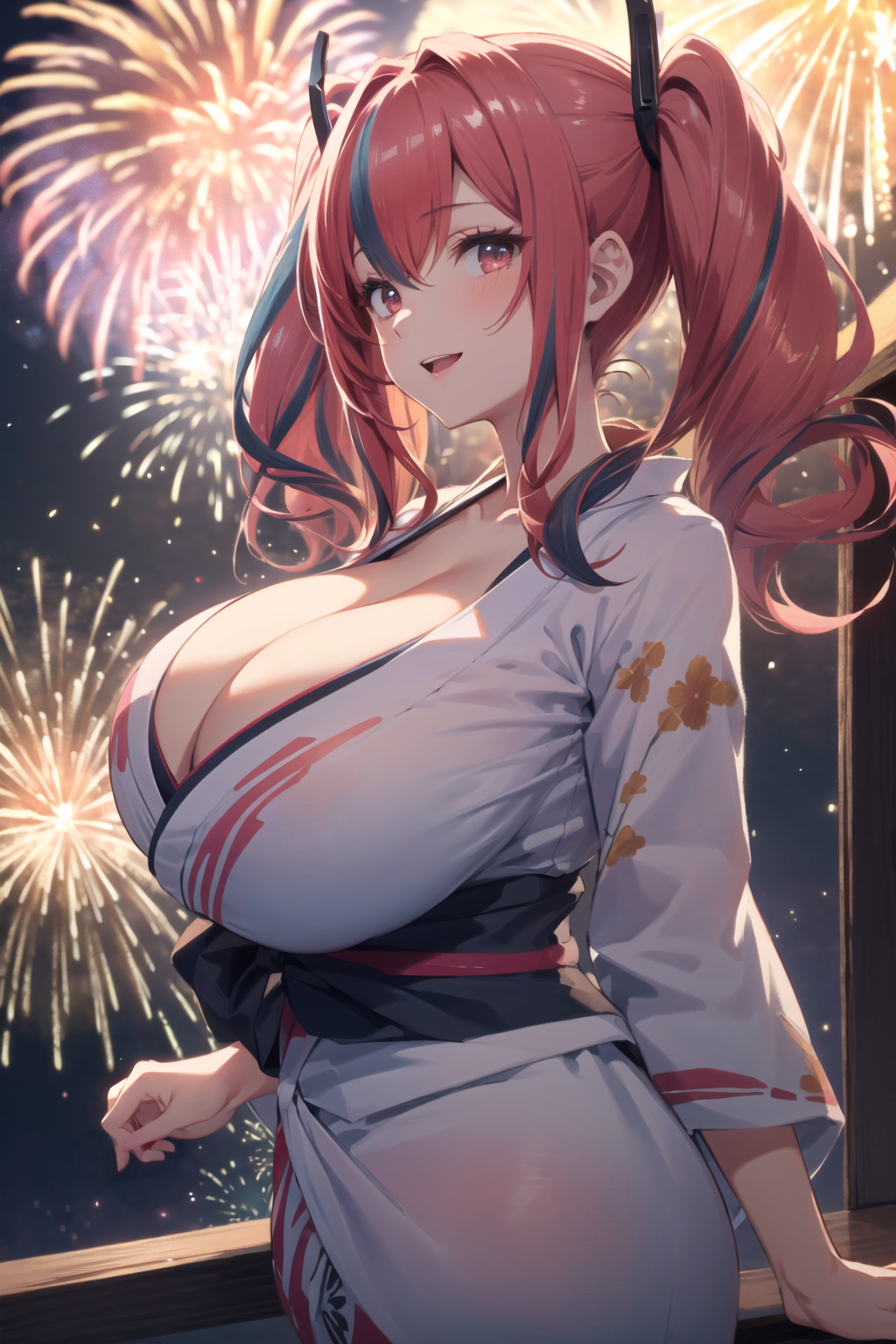 1girls ai_generated azur_lane breasts bremerton_(azur_lane) cleavage female hips huge_breasts kimono light-skinned_female light_skin long_hair massive_breasts pink_eyes pink_hair stable_diffusion wide_hips