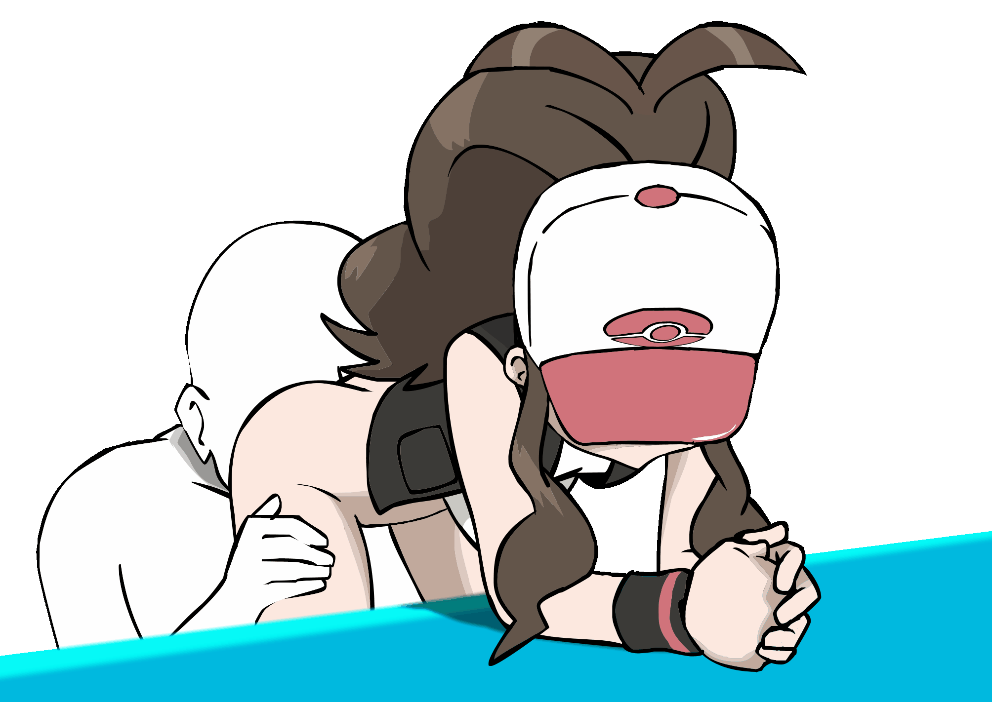 1boy, 1girls, accurate art style, anilingus, animated, anon, anonymous male, brown hair, brown-haired female, color, colored, cunnilingus, edit, edited, female, female focus, hands on table, hilda (pokemon), human only, humanoid, licking, licking ass, licking pussy, looking down, male, pokemon, pokemon bw, puffy hair, pussy, rimming, simple background, sniffing ass, straight, tagme, third-party edit, transparent background, unseen female face, unseen male face, w.t.dinner