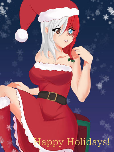 1girls christmas christmas_clothing christmas_outfit clothed clothing female female_only female_todoroki genderswap_(mtf) my_hero_academia red_hair rule_63 shouto_todoroki todoroki_shouto two_tone_hair white_hair