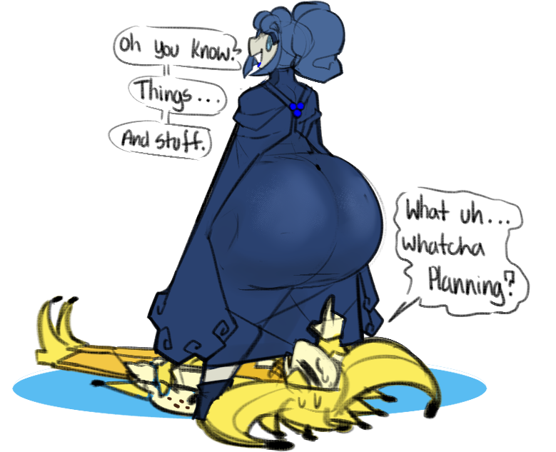 2021 2boys ass ass_focus back_view banana_jester_(repomorame) big_ass blue_clothing blue_robe bottom_heavy curvy curvy_figure dat_ass dialogue dongwongtang english_text fat_ass fully_clothed gigantic_ass huge_ass jester jester_cap jester_outfit large_ass looking_at_partner mairhin_meadowglow male male_on_bottom male_on_top oc original original_character pointing pointing_at_another rear_view robe short_hair squatting sweat sweatdrop text white_background wide_hips worried_expression