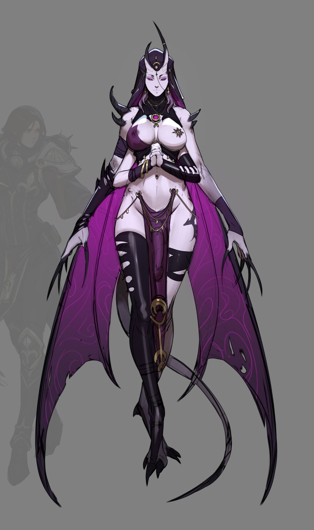 1futa 4_arms adepta_sororitas chaos_(warhammer) closed_eyes concept_art demon demon_futa demon_horns demon_tail futa_only futanari hi_res highres hourglass_figure imperium_of_man jewelry loincloth medium_breasts multi_arm multi_limb nightmare_waifu piercing_attached_clothing praying purity_seal purple_skin sister_of_battle slaanesh solo solo_futa stockings tagme tarakanovich useless_clothing warhammer_(franchise) warhammer_40k white_skin wings