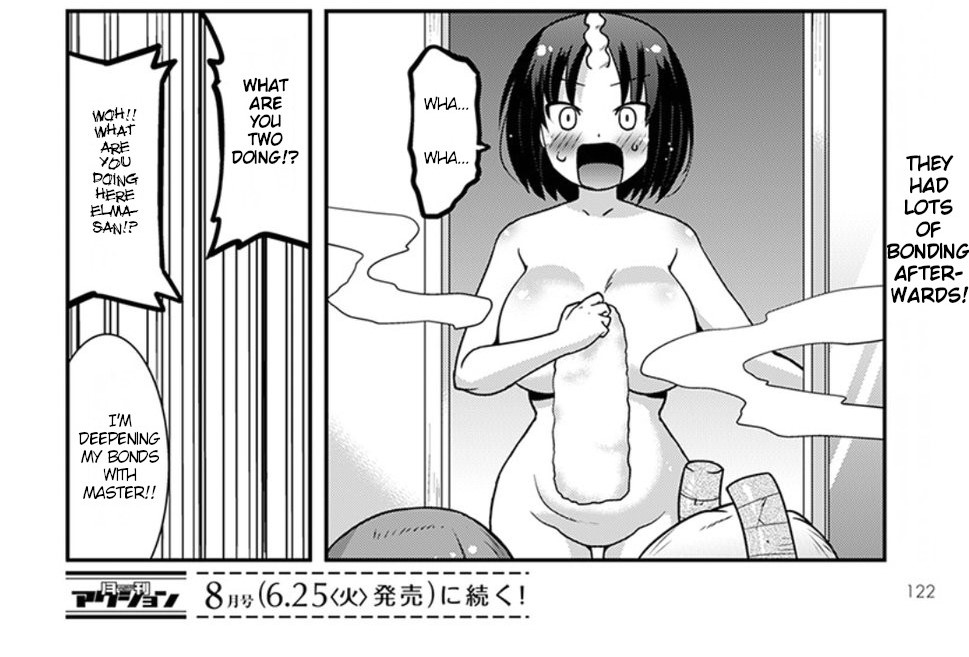 1boy 2girls bathroom big_breasts blush blush_lines blushing blushing_female bonding busty busty_female canonical_scene caught completely_naked completely_naked_female completely_nude completely_nude_female cool-kyou_shinja dragon dragon_girl dragon_horns dragon_humanoid elma_(dragon_maid) female_focus front_view horn horned_female horned_humanoid horns humanoid indoors kobayashi-san_chi_no_maidragon large_breasts lucoa lucoa_(maidragon) magatsuchi_shouta manga manga_page miss_kobayashi's_dragon_maid miss_kobayashi's_dragon_maid_lucoa_is_my_xx mouth_open naked naked_female nude nude_female official_art offscreen_character quetzalcoatl_(dragon_maid) shocked shocked_expression towel towel_only utamaro walked_in_on