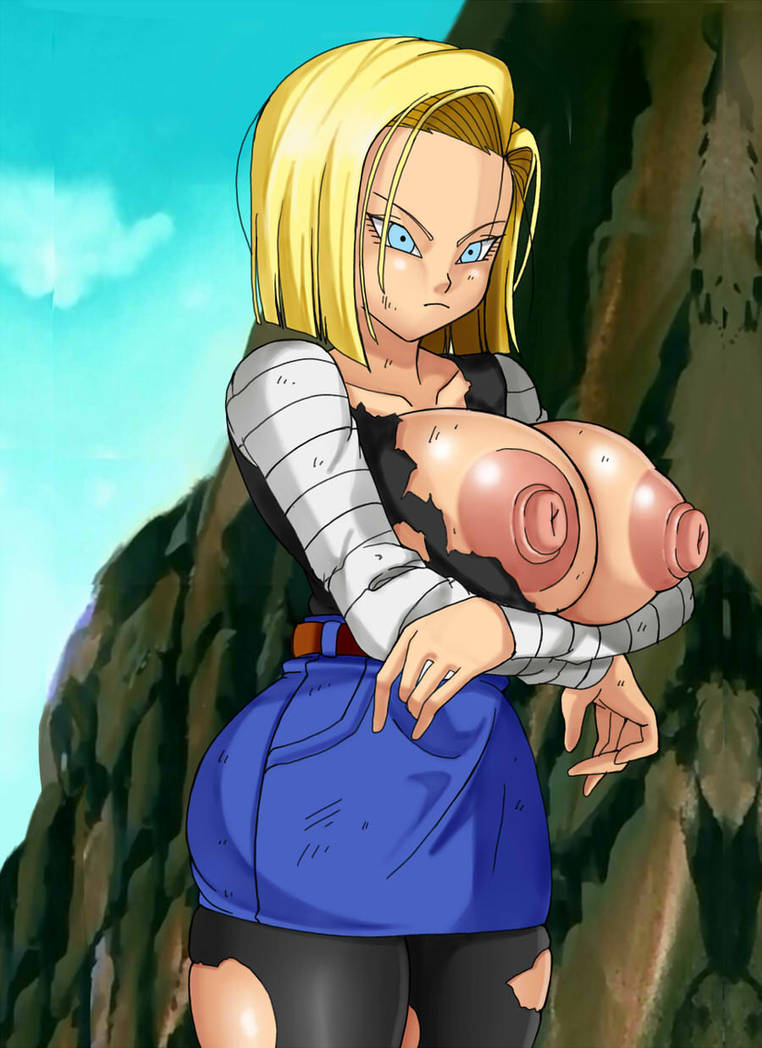 android, android 18, big breasts, big nipples, breasts, bruise, bruises, dragon ball, dragon ball z, female, light skin, light-skinned female, ripped clothing, ttrop