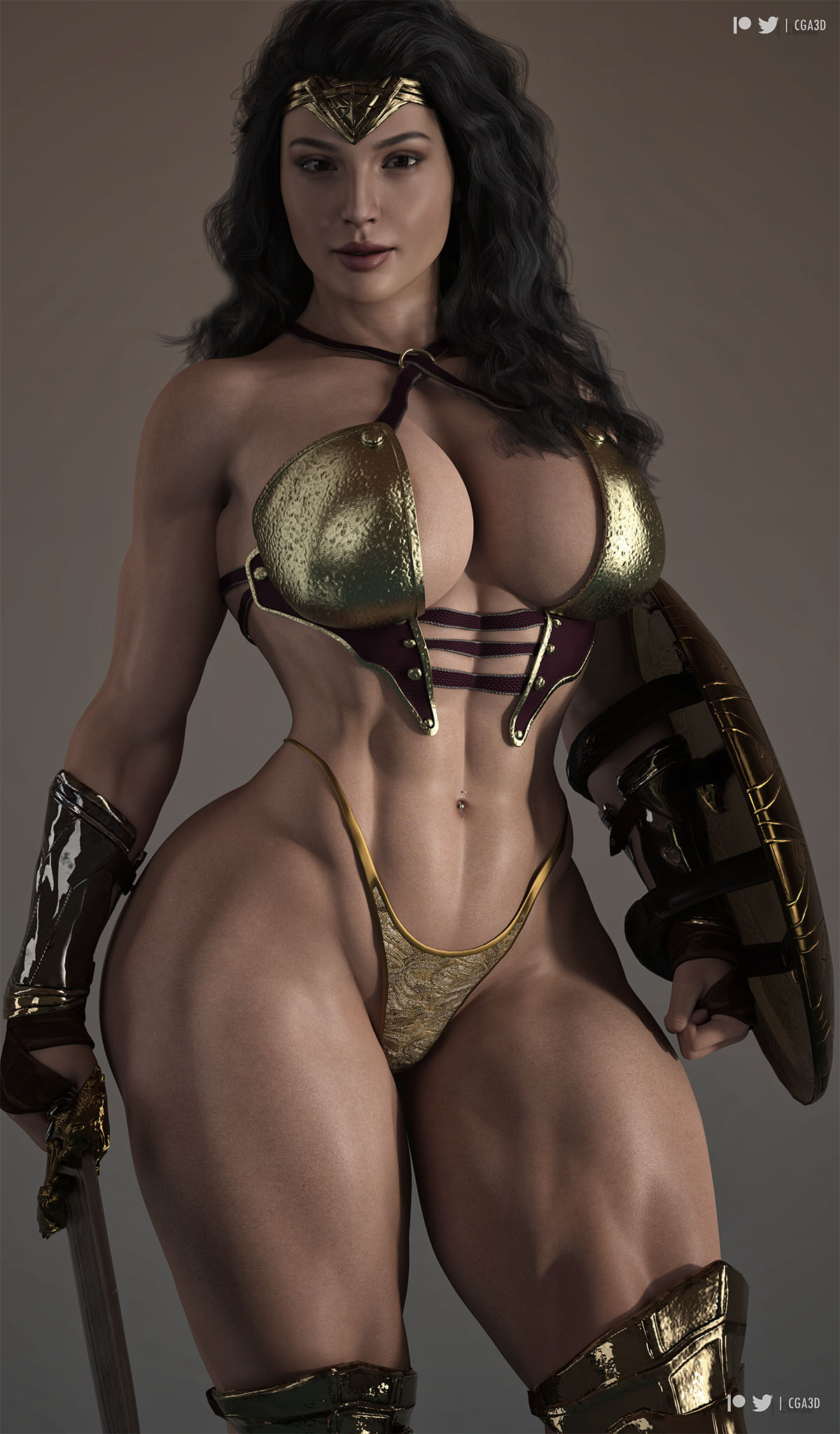 1girls, 3d, 3d (artwork), absurd res, ass, athletic, athletic female, big ass, big breasts, big butt, bikini armor, black hair, blue eyes, breasts, busty, celebrity, cga3d, cleavage, curvy, daz studio, daz3d, dc, dc comics, dc extended universe, dceu, diana prince, erotichris, female, female only, gal gadot, gauntlets, green eyes, hi res, hourglass figure, large breasts, light skin, light-skinned female, midriff, olive skin, panties, seductive, seductive look, sensual, shield, solo, sword, thick, thick ass, thighs, voluptuous, voluptuous female, wide hips, wonder woman, wonder woman (dceu), wonder woman (series)