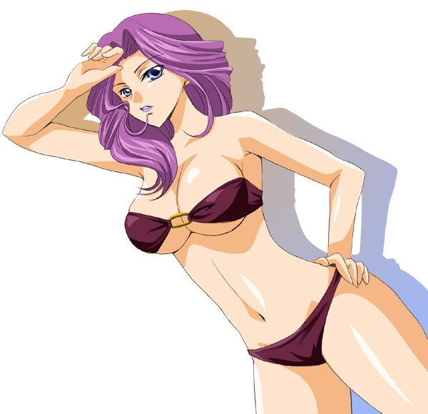 1girls big_breasts bikini code_geass cornelia_li_britannia female purple_eyes purple_hair sinko solo swimsuit tagme