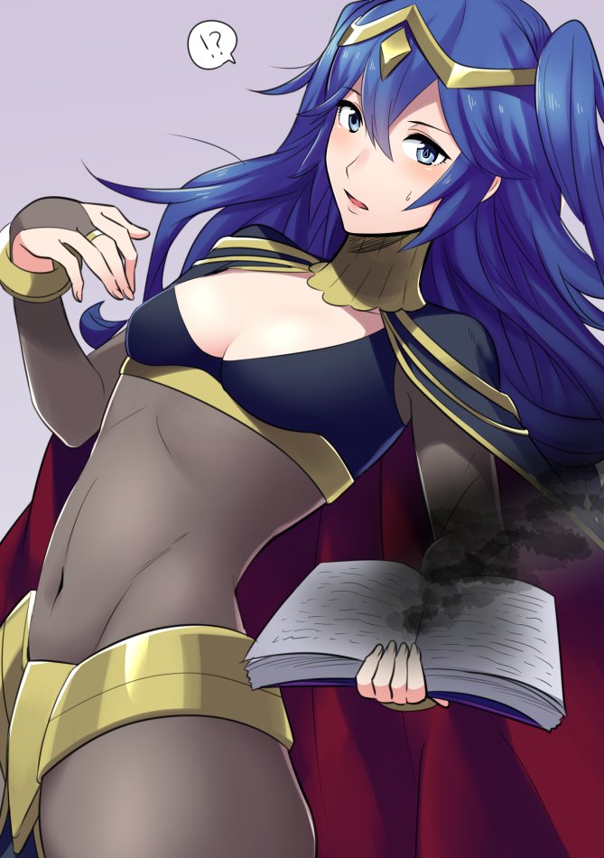 !? 1girls alluring alternate_costume alternate_hairstyle ameno_(a_meno0) bad_id bad_twitter_id blue_eyes blue_hair blush bodystocking book bracelet breasts bridal_gauntlets cape cleavage commentary_request cosplay costume covered_navel female fire_emblem fire_emblem_awakening hair_between_eyes hair_ornament holding holding_book human jewelry jpeg long_hair looking_at_viewer lucina_(fire_emblem) magic navel nintendo open_book open_mouth parted_lips pelvic_curtain red_cape skin_tight small_breasts solo spoken_interrobang tharja_(fire_emblem) tharja_(fire_emblem)_(cosplay) tiara