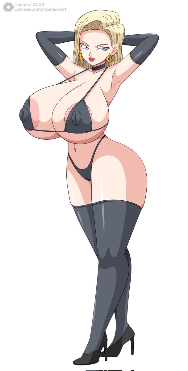 1girls, android 18, ass, blonde, blonde female, blonde hair, blonde-haired female, blue eyes, blue-eyed female, breasts, cameltoe, cleavage, curvy, dragon ball, erect nipples, female, gigantic breasts, high heels, huge areolae, huge ass, nipples, puffy nipples, pussy, red lips, short hair, short-haired female, thick hips, toshiso, voluptuous, wide hips, yellow hair