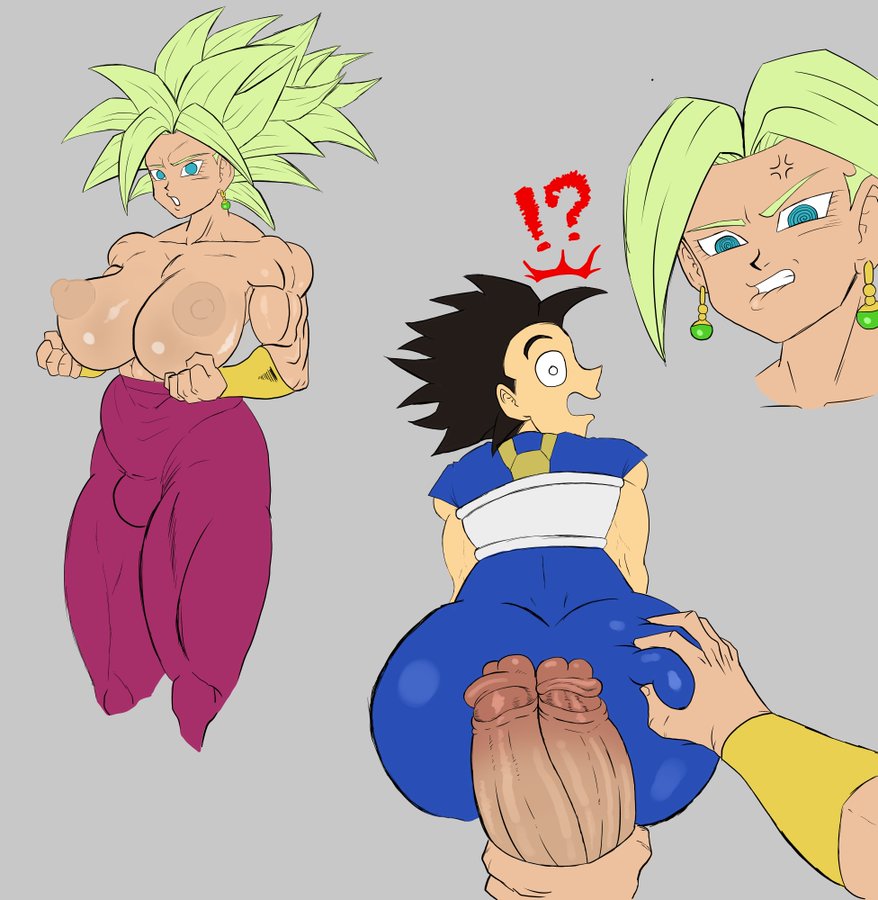 1boy 1futa 2_penises areolae balls big_ass big_breasts big_penis black_hair bottom_heavy breasts cabba clothed clothing diphallia diphallism dragon_ball dragon_ball_super duo erection femboy futanari green_hair human kefla light-skinned_futanari light-skinned_male light_skin male monkeypeen multi_penis muscular muscular_male nipples partially_clothed penis short_hair spiky_hair topless universe_6/universe_7 universe_6_girls