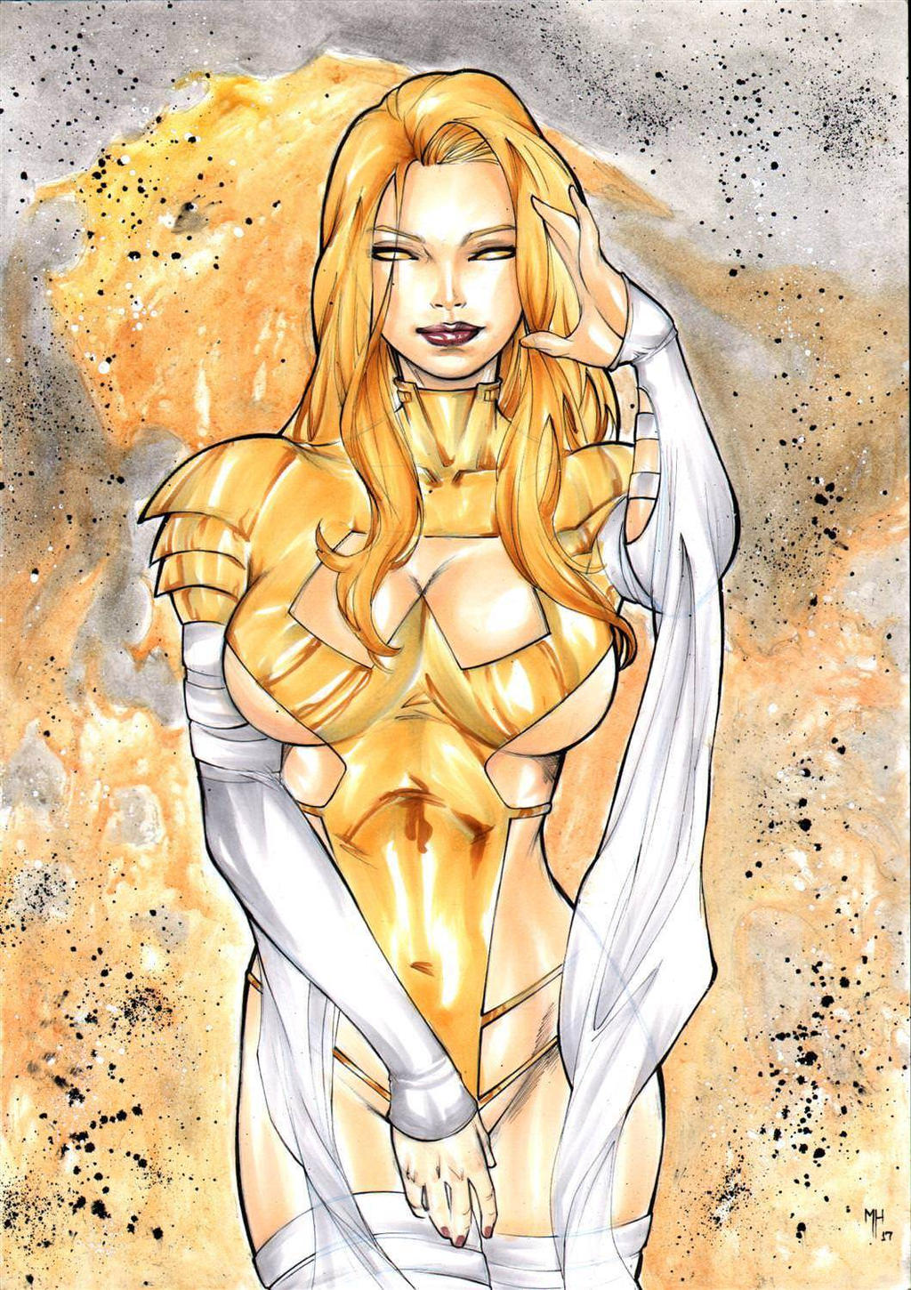 big_breasts breasts cape covering_pussy curvy_female elbow_gloves emma_frost female glowing_eyes leotard lingerie marvel marvel_comics matthenrystudio phoenix_five pinup thick_thighs thighs white_queen wide_hips x-men