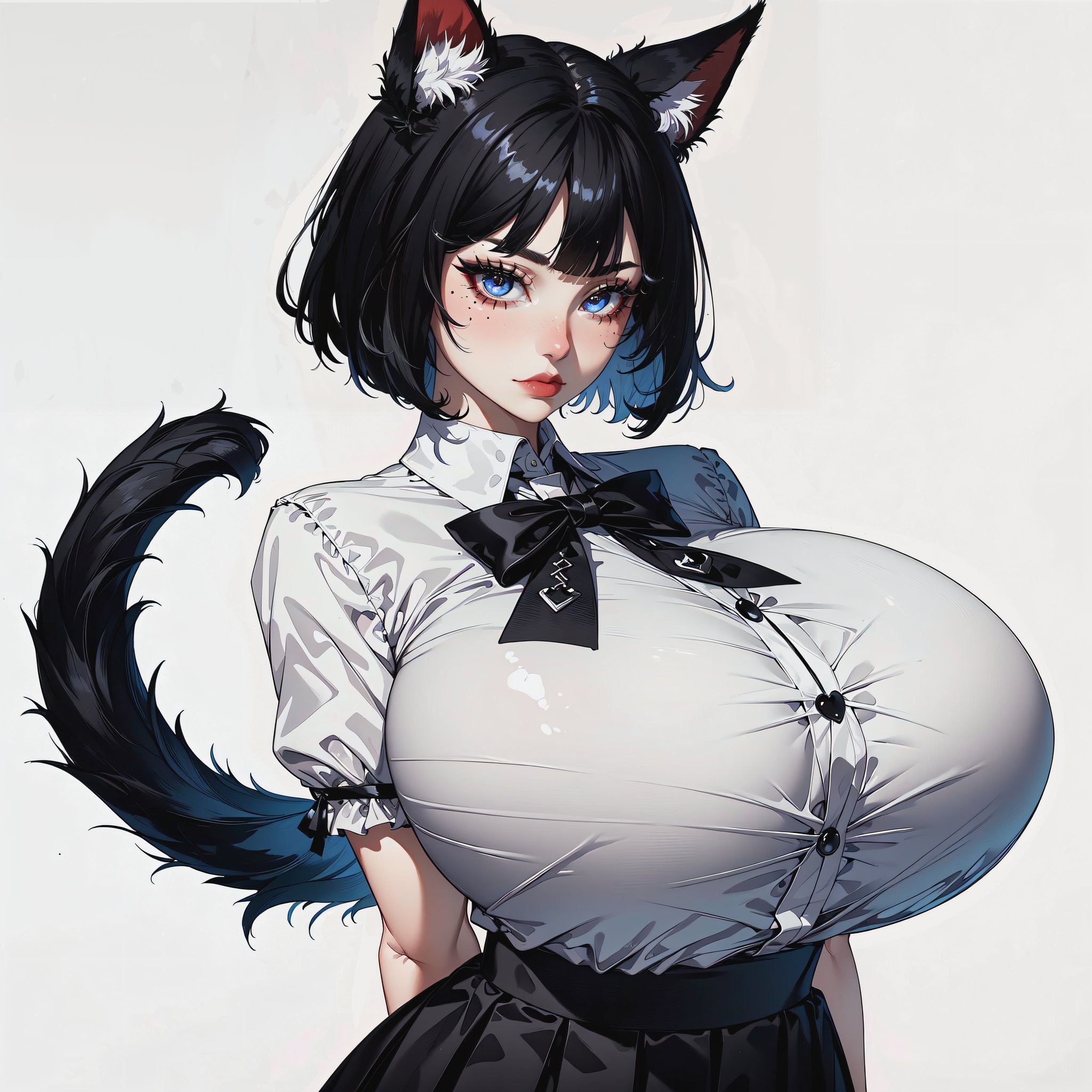 ai generated, arcadiasofka, big breasts, breasts, cat ears, cat tail, female, huge breasts, large breasts