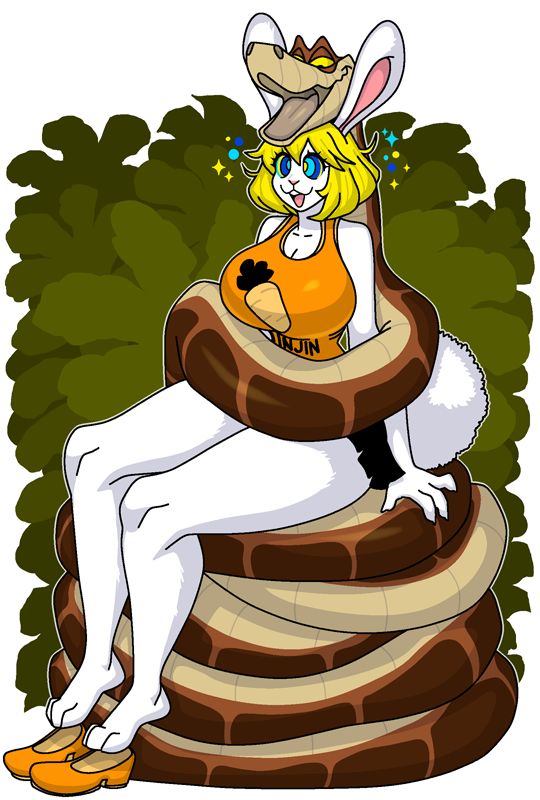 animal anthro big_breasts carrot_(one_piece) coils female furry happy_female hypnofood hypnosis kaa one_piece the_jungle_book