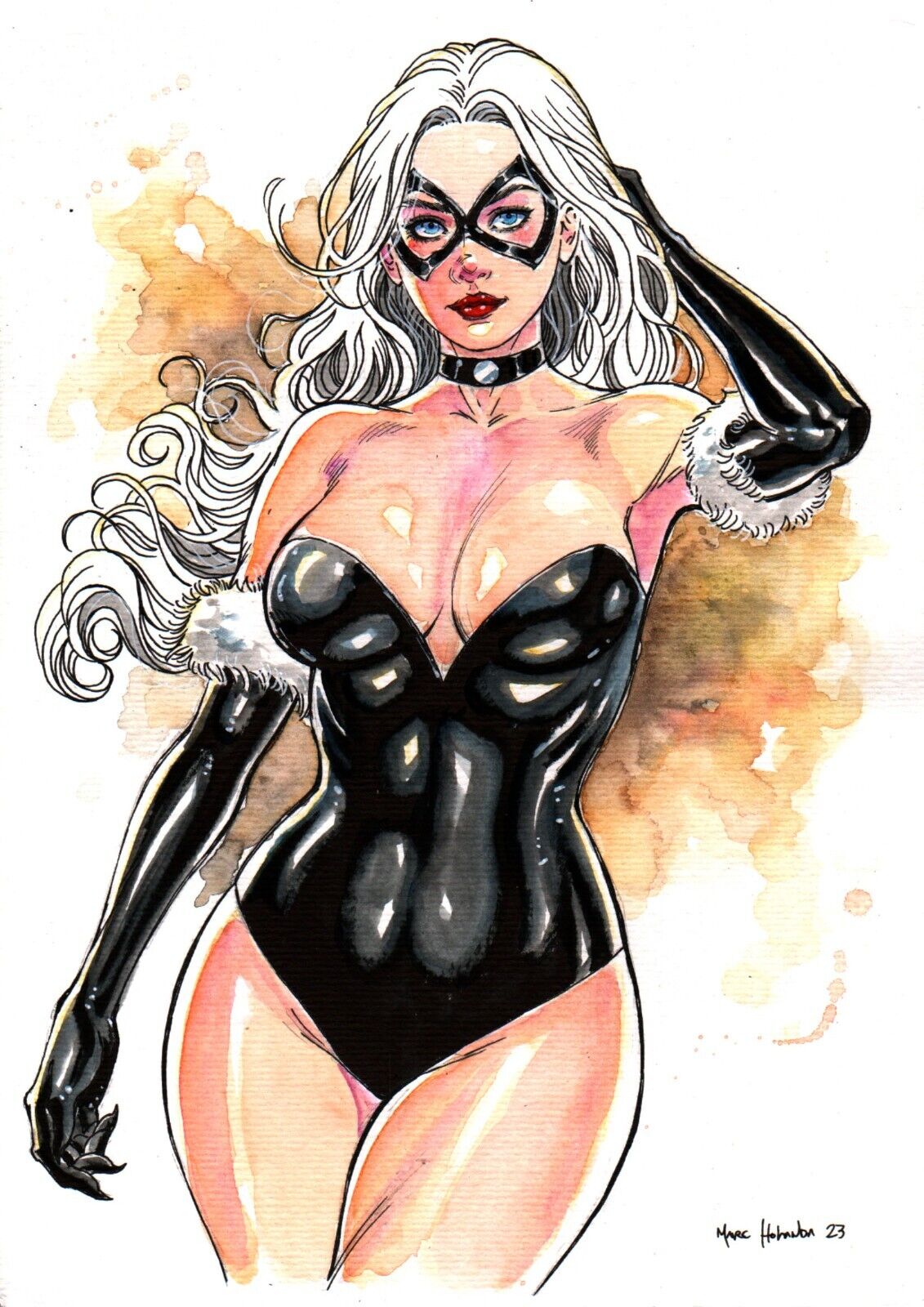 1girls black_cat_(marvel) curvaceous curvy_body curvy_female ed_benes_studio felicia_hardy female_focus female_only hi_res huge_breasts marc_holanda marvel marvel_comics spider-man_(series) victim_official voluptuous voluptuous_female white_hair