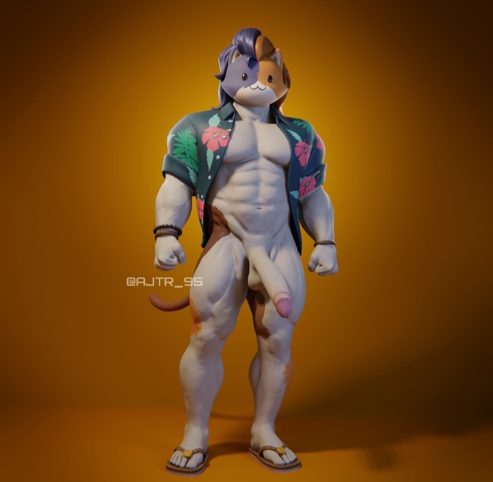 1boy aj_racer95 fortnite furry gay gay_male male male_only meowscles meowscles_(fortnite) nude nude_male penis