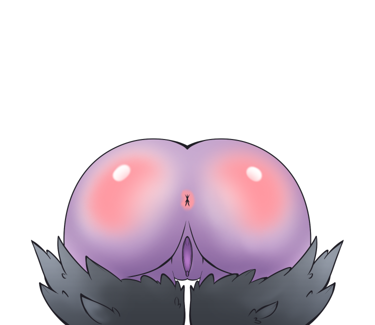 anthro anus bat blush body_blush butt_blush dragon female fluffy generation_6_pokemon genitals mammal narrikatti nintendo noibat pokemon pokemon_(species) purple_body purple_skin pussy solo thick_thighs