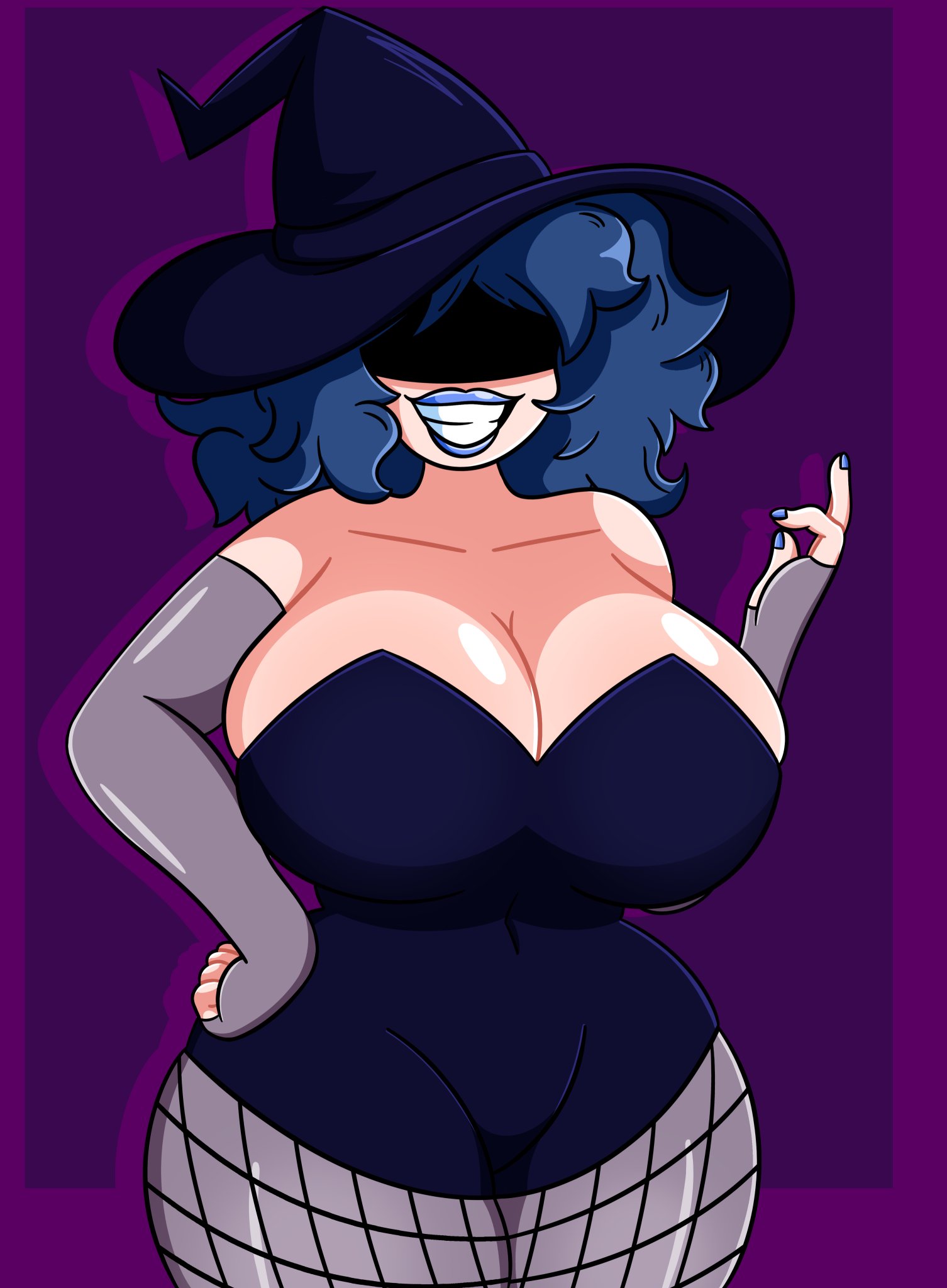 1girls, big breasts, blue fingernails, blue hair, blue lipstick, boob window, breasts, clothed, cordelia valentine, dead estate, female, female only, fishnets, minusbrush, tagme, voluptuous