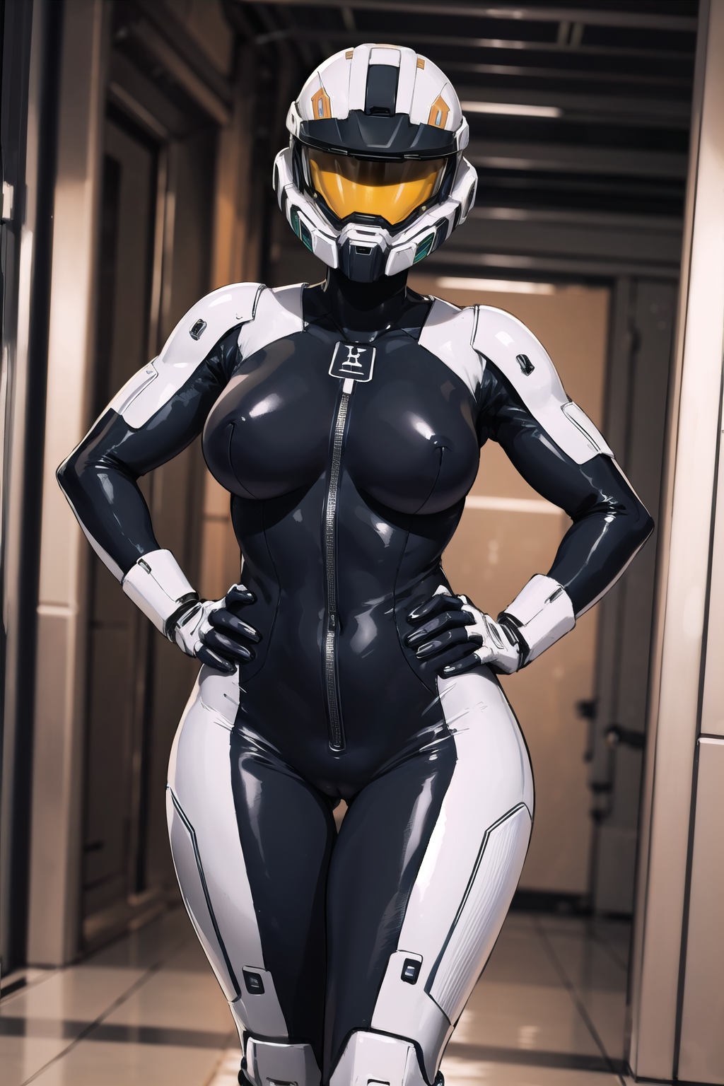 1girls, ai generated, armor, breasts, female, female spartan (halo), halo (series), helmet, hips, large breasts, looking at viewer, nipples, pussy, skin tight, spartan (halo), thick thighs, thighs, tummy, vagina, wide hips