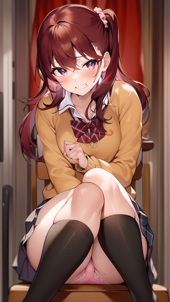 ai_generated black_socks hentai high_resolution highres horny ijirare_~fukushuu_saimin~ knee_socks kneehighs kneesocks legs_together long_hair looking_at_viewer medium_breasts nai_diffusion nogami_izumi panties ponytail pov red_eyes red_hair school_uniform schoolgirl scrunchie shiny_clothes shiny_hair shiny_skin skirt skyrimgamer17 socks stable_diffusion